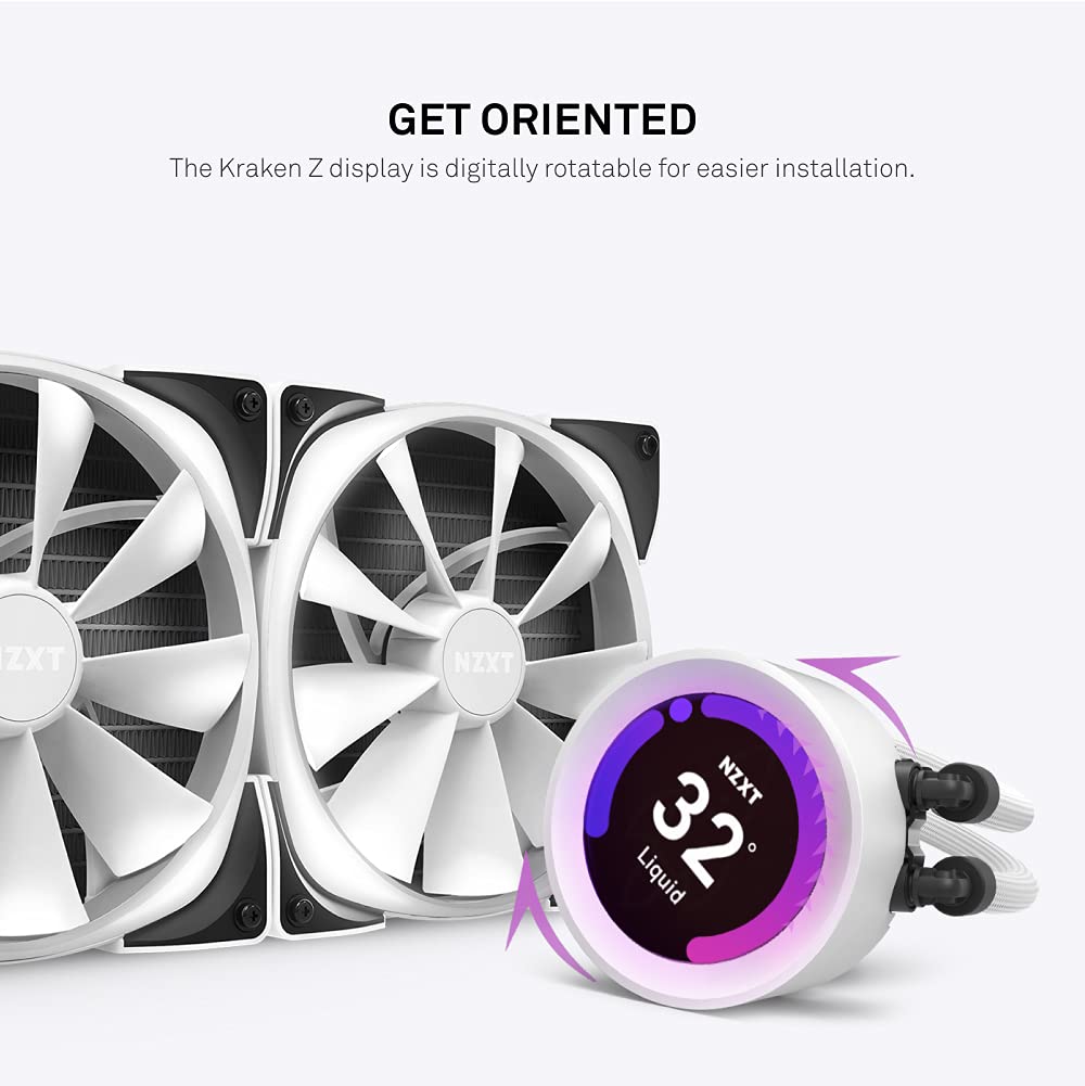 NZXT Kraken Z63 RGB 280mm AIO Liquid CPU Cooler with Customizable LCD Display - Improved Pump & CAM V4 Software - Includes 2 Aer RGB 140mm Radiator Fans - Perfect for Gaming PCs, Workstations & High-Performance Builds