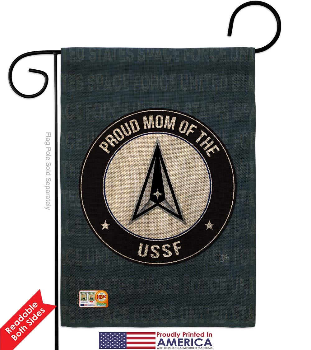 Proud Mom USSF Burlap Garden Flag - Military Yard Decor for Armed Forces Support