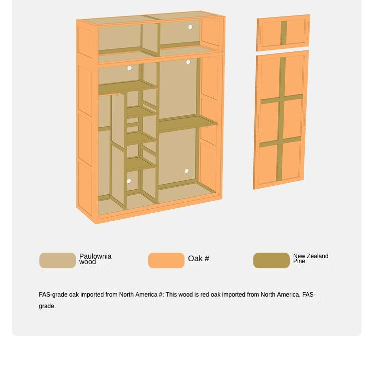 Solid Oak Wood Sliding Door Wardrobe Closet - Modern & Durable Storage for Bedroom, Living Room, or Walk-In Closet Organization