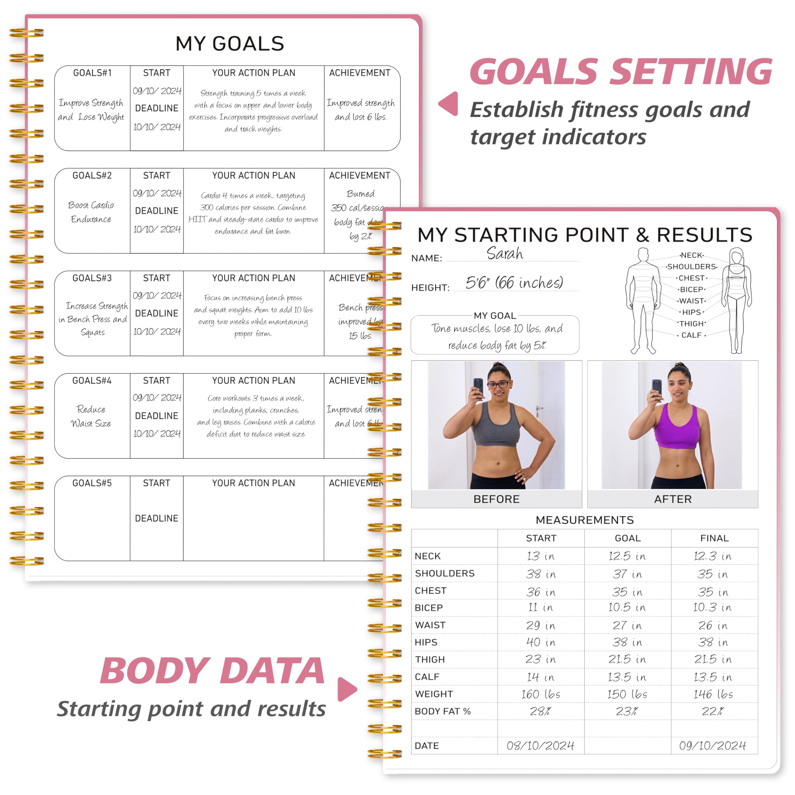 Fitness Journal Workout Planner - A5 Gym Log Book for Home & Gym Training