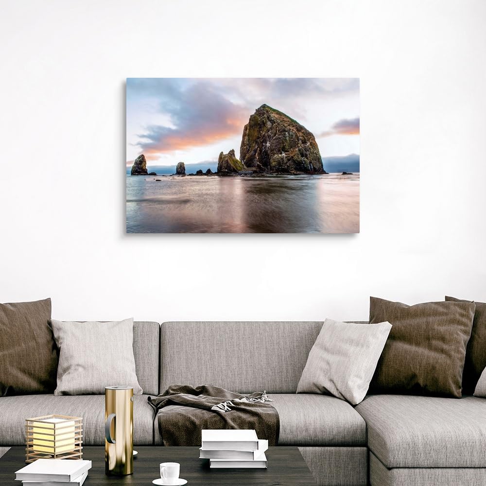 Haystack Rock Cannon Beach Oregon Canvas Wall Art Print - 48