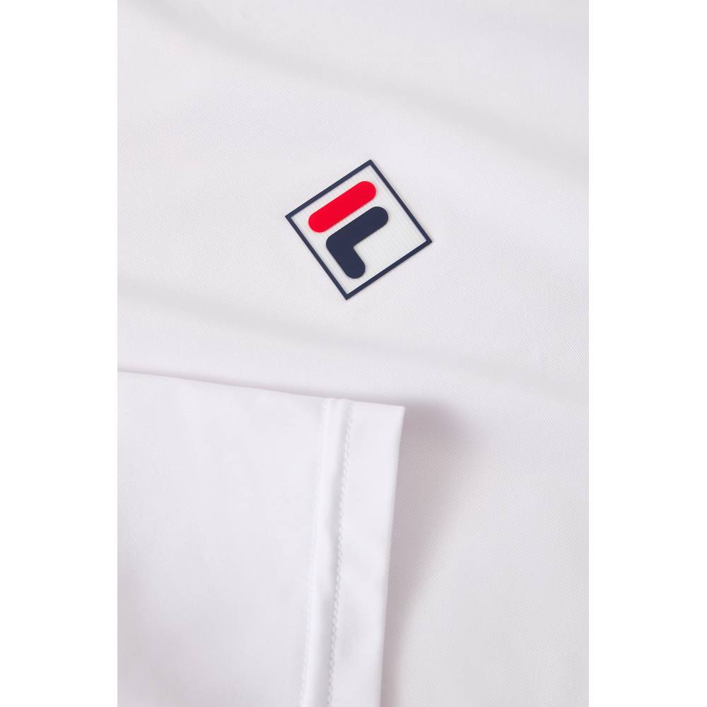Fila Men's Short Sleeve Crewneck T-Shirt - Comfortable Cotton Blend Casual Tee for Workout, Gym & Everyday Wear (White)