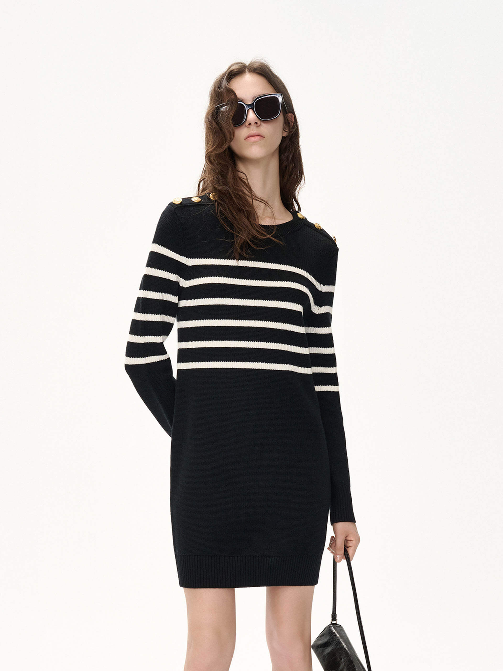 Women's Merino Wool Striped Dress - Soft, Warm & Stylish Winter Dress for Casual Outings & Office Wear