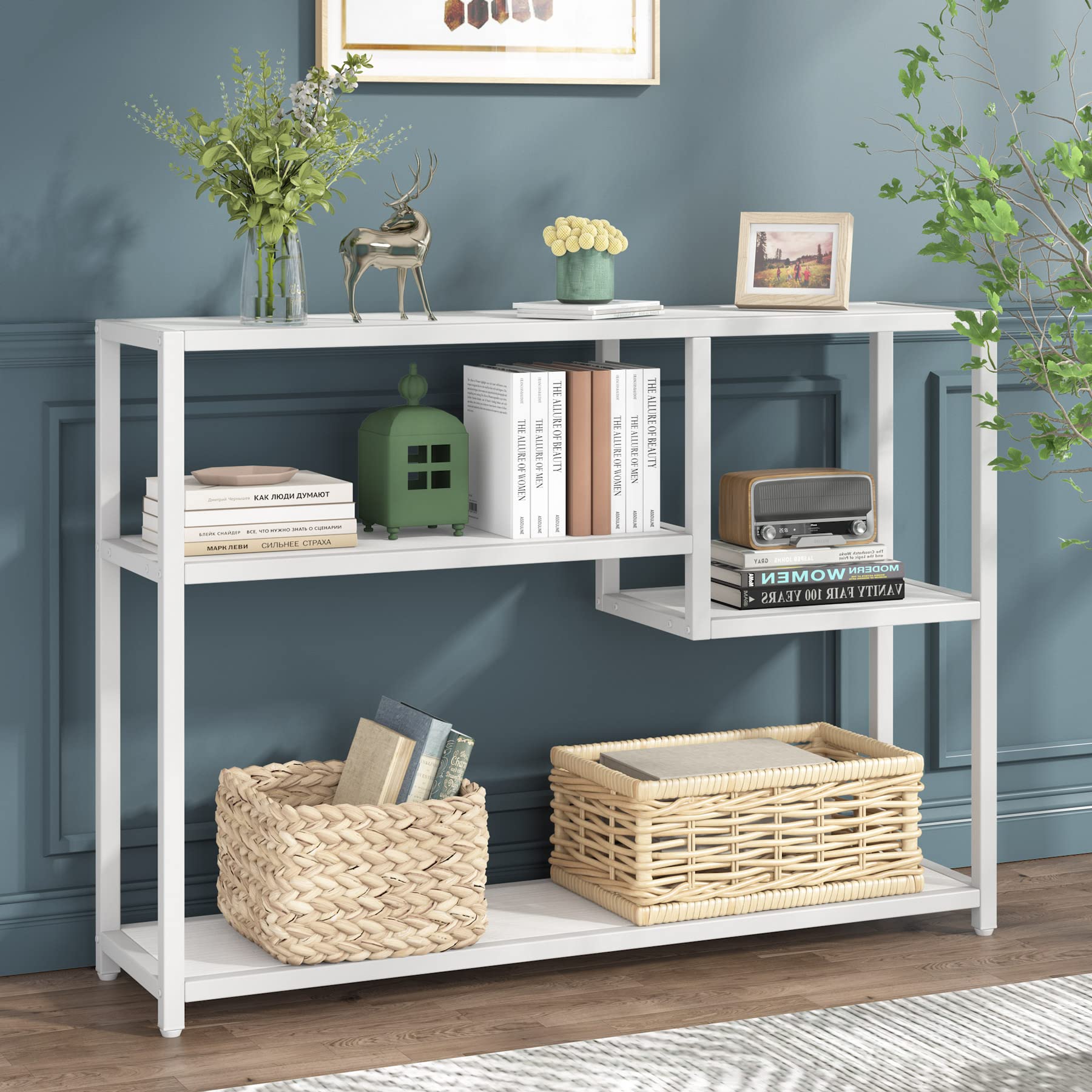 Tribesigns 43 Inch Modern Console Table with Storage Shelves - Entryway Table, Sofa Table for Living Room, Hallway, Foyer - Perfect for Small Spaces & TV Stand