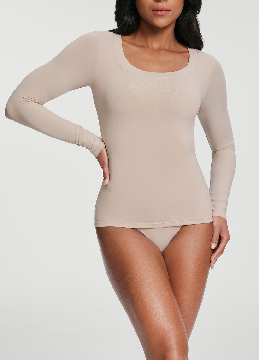 Women's Scoop Neck Long Sleeve T-Shirt - Soft Stretchy Casual Blouse for Everyday Wear | Perfect for Work, Date Night & Weekend Outfits