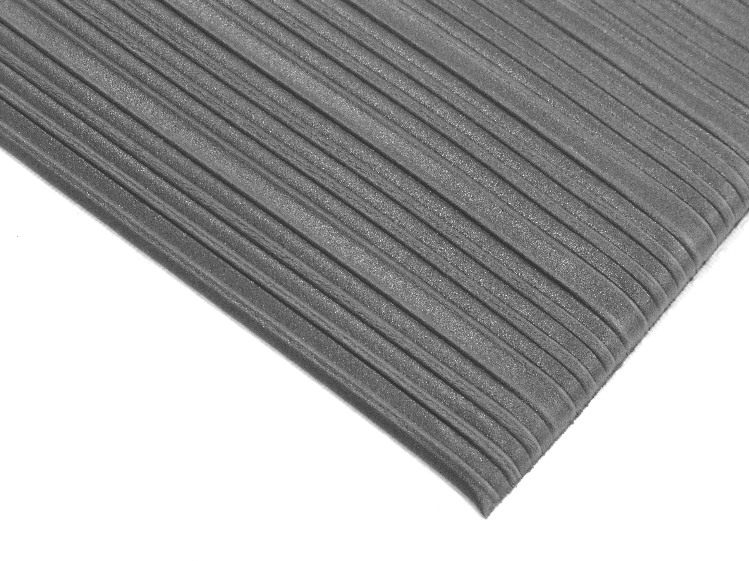Herco 3' x 10' Anti-Fatigue Vinyl Sponge Floor Mat for Standing Desk - Grey Comfort Mat for Kitchen, Office, Workshop & Home Use