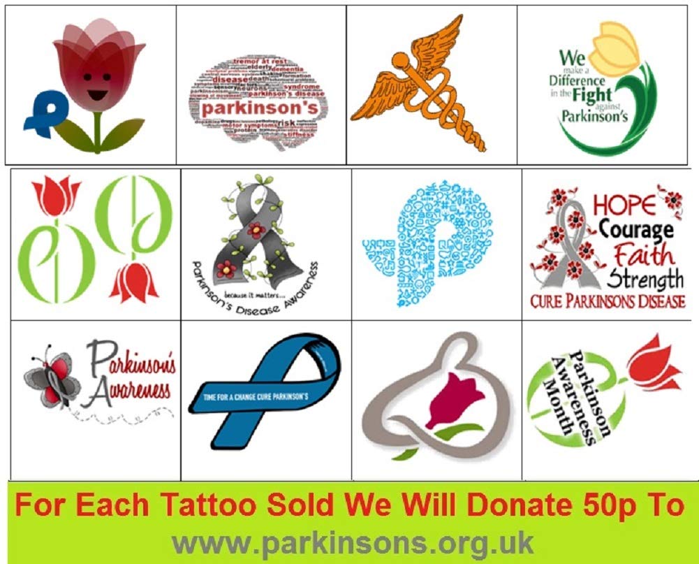 Parkinson's Awareness Tattoos & Merchandise - Support & Raise Awareness for Parkinson's Disease (Perfect for Fundraisers, Awareness Events & Showing Support)