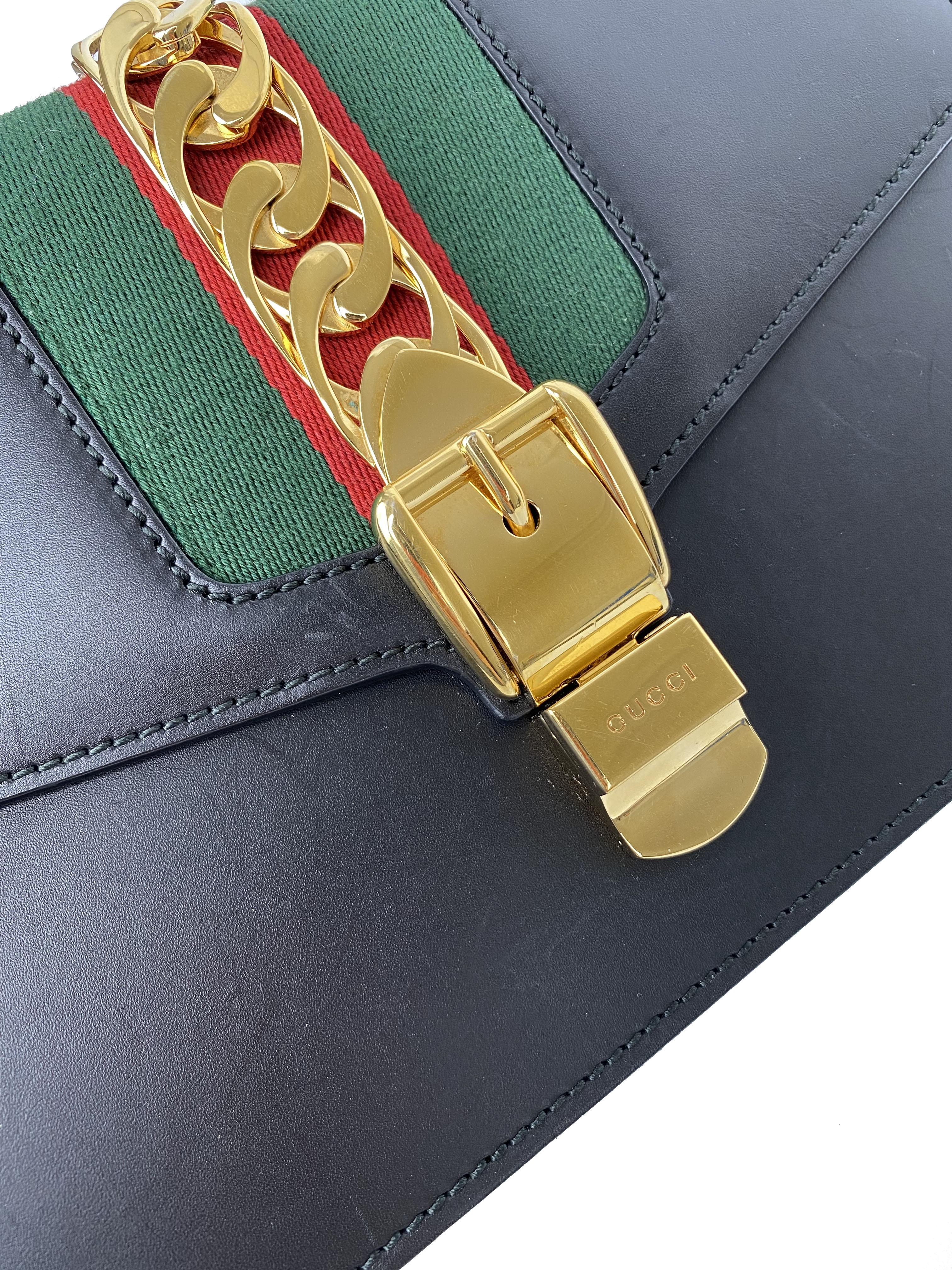 Gucci Black Small Sylvie Bag - Luxury Leather Crossbody Handbag for Women | Perfect for Parties, Dates & Everyday Use