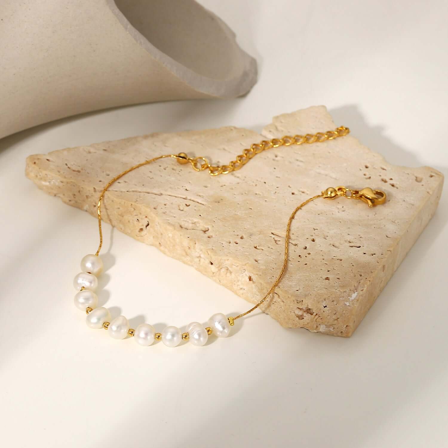 18K Gold Dainty Freshwater Pearl Bead Bracelet for Women - Elegant Minimalist Jewelry Gift for Her | Perfect for Weddings, Parties & Everyday Wear (JDB173)