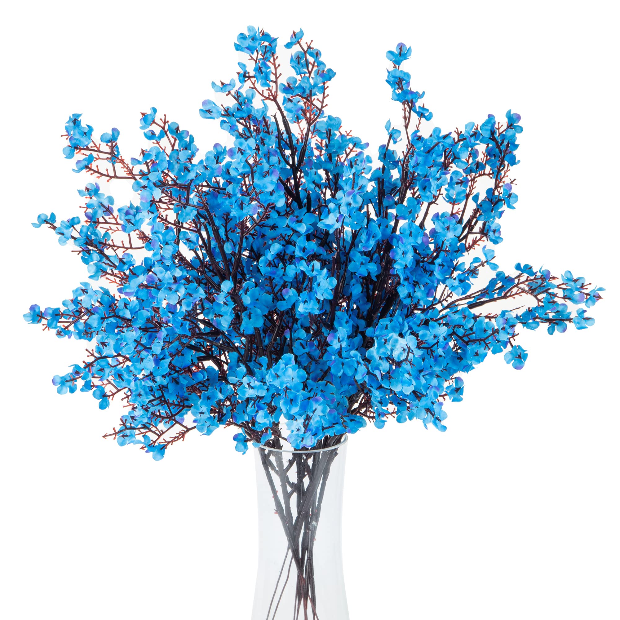 10 Pcs Baby's Breath Bulk Silk Artificial Flowers - Real Touch Bouquet for Home, Kitchen, Party Centerpieces - Blue - Perfect for Weddings, Baby Showers & DIY Decor