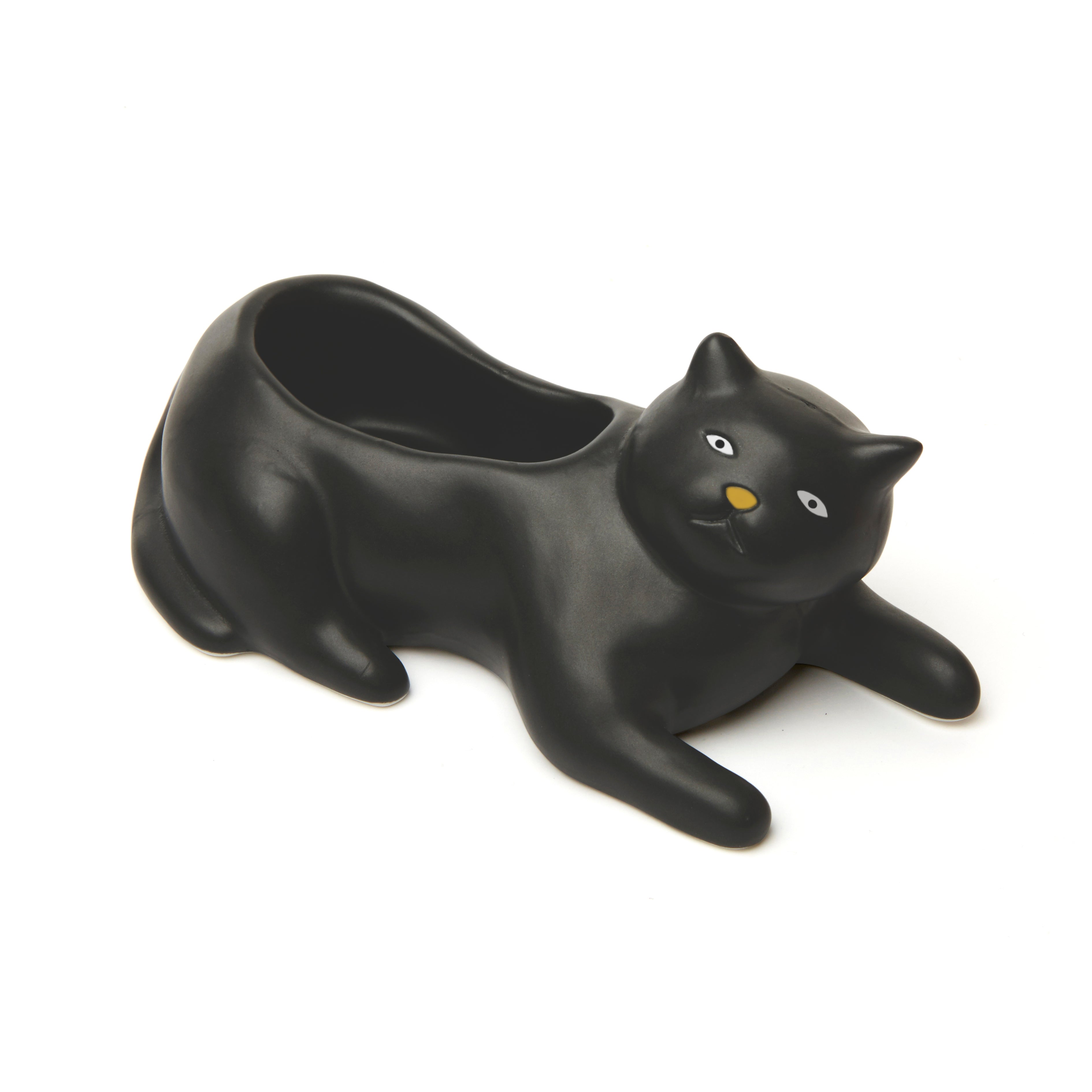 Cosmo the Black Cat Planter - Handmade Ceramic Flower Pot for Succulents & Small Plants - Perfect for Home Decor, Office Desk & Gift Ideas