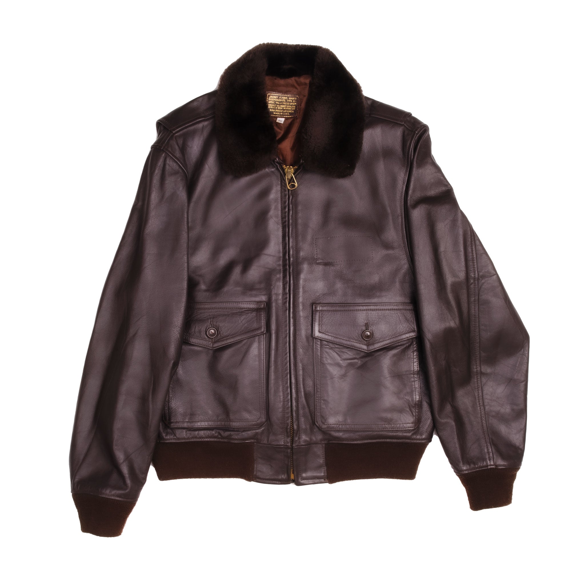 Vintage US Navy G-1 Leather Flight Jacket - Genuine 1989 Issue, Size 46 - Perfect for Aviation Enthusiasts & Military Collectors