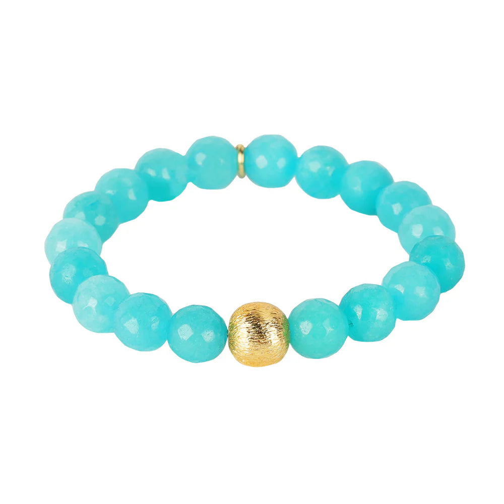 BuDhaGirl Bianca Bracelet in Aqua - Adjustable Waterproof Beaded Bracelet for Women - Perfect for Yoga, Travel & Everyday Wear