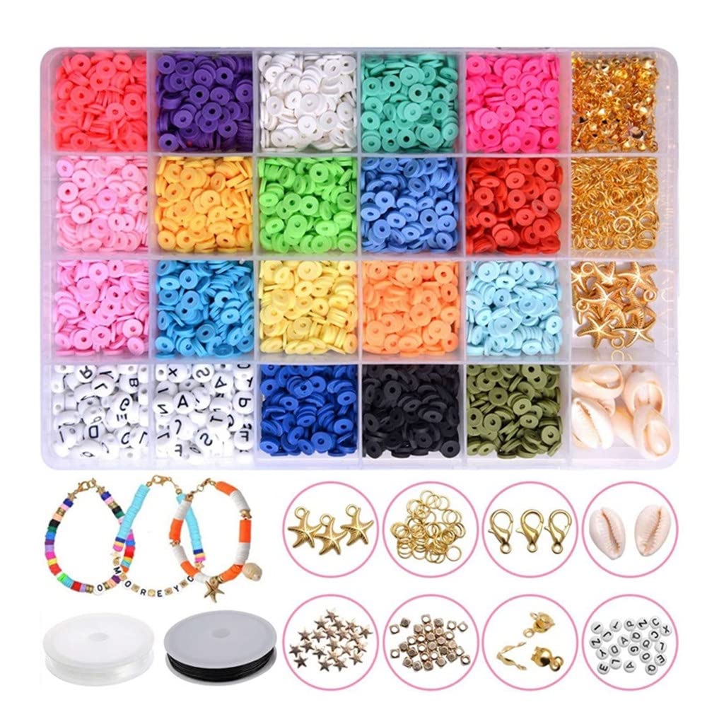 4500 Pcs Flat Round Polymer Clay Heishi Beads - DIY Jewelry Making Kit for Bracelets, Necklaces & Earrings - Assorted Colors for Crafting, Gifts & Boho Style Accessories (One Size)