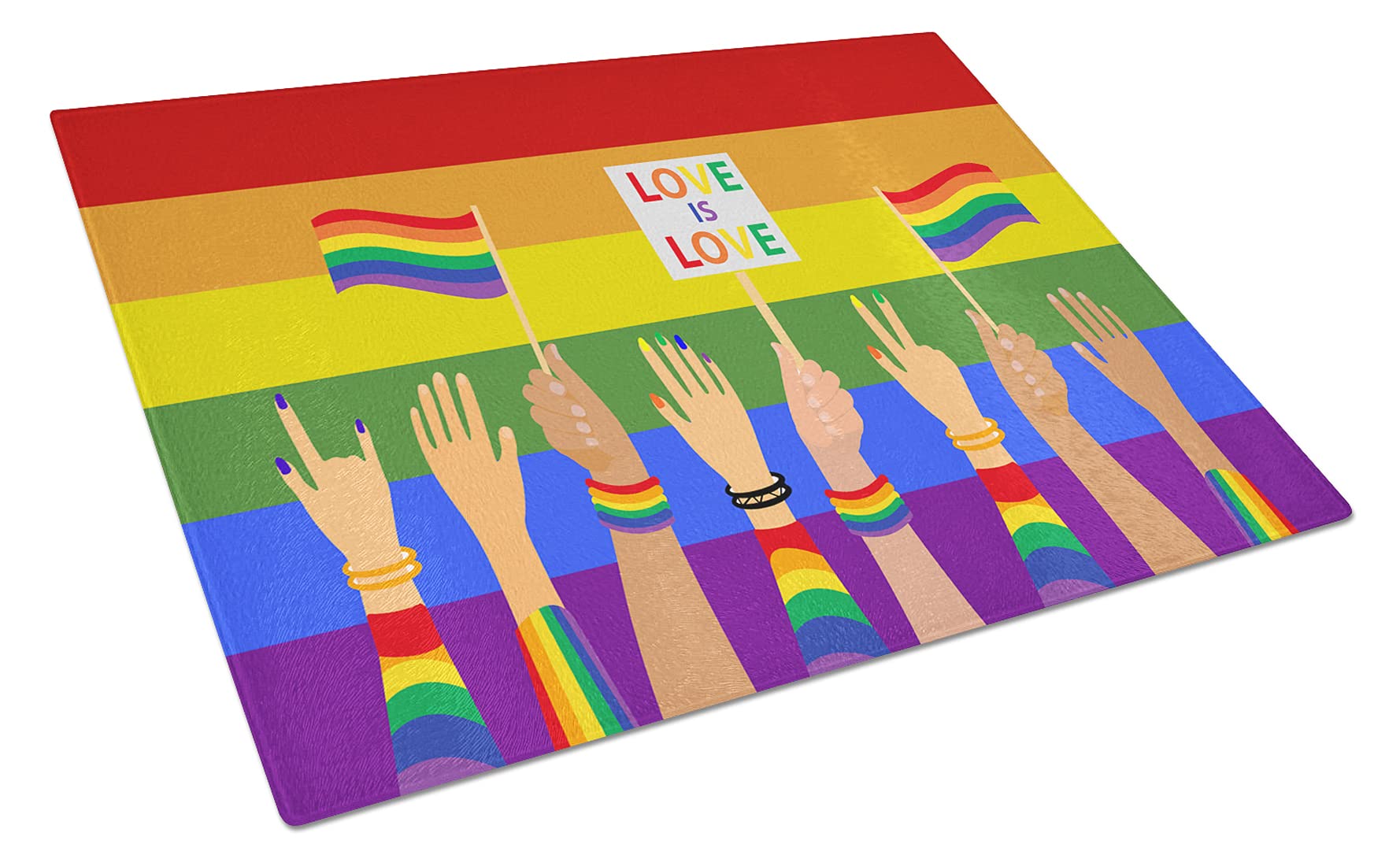 Gay Pride Parade Tempered Glass Cutting Board - Large Decorative Kitchen Chopping & Serving Board | Durable Scratch-Resistant Glass for Food Prep, Party Serving & LGBTQ+ Home Decor