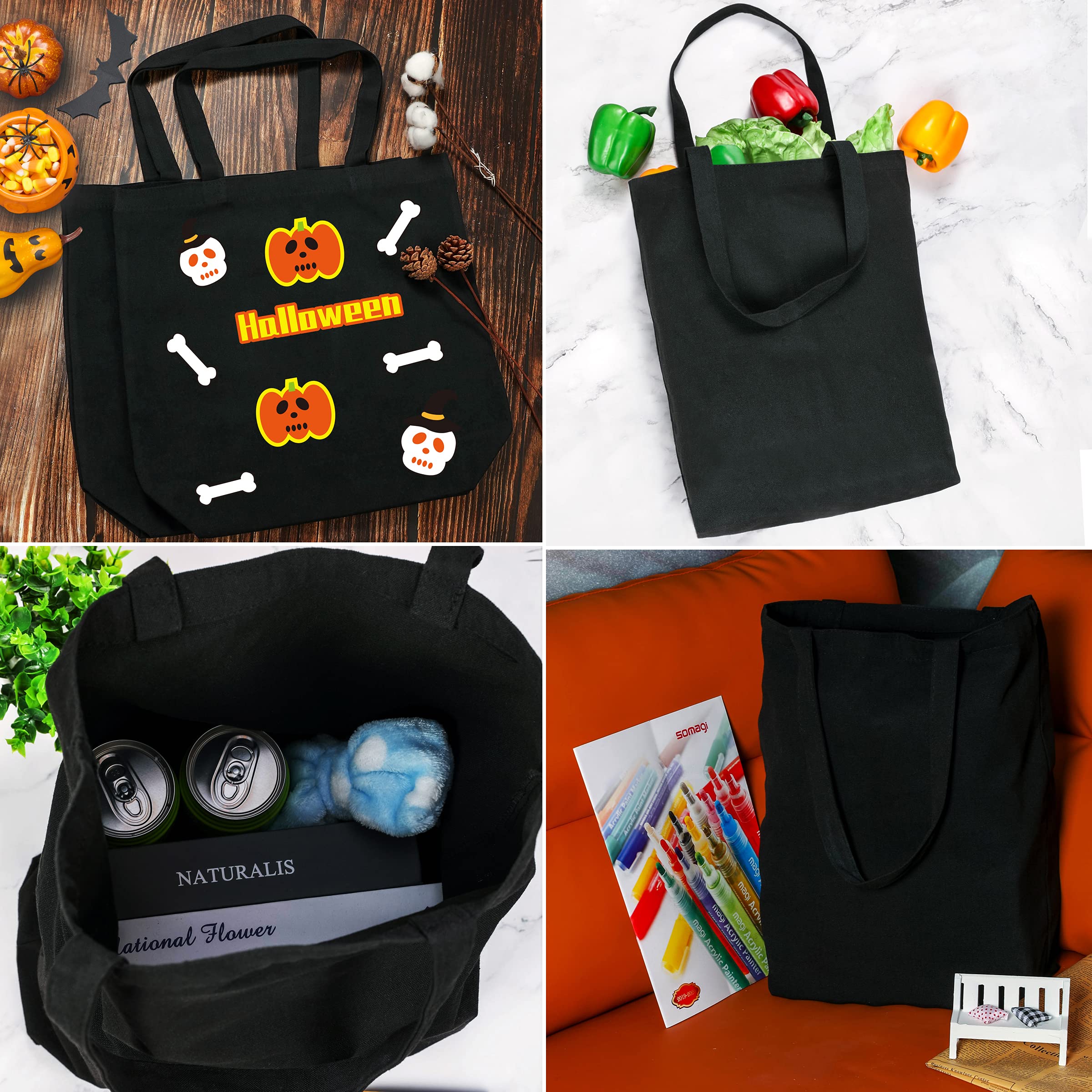 Eco-Friendly Canvas Tote Bags - 2 Pack Reusable Shopping Bags for Groceries, Beach, Work & DIY Gifts - Durable Multipurpose Cotton Carryall for Women & Men