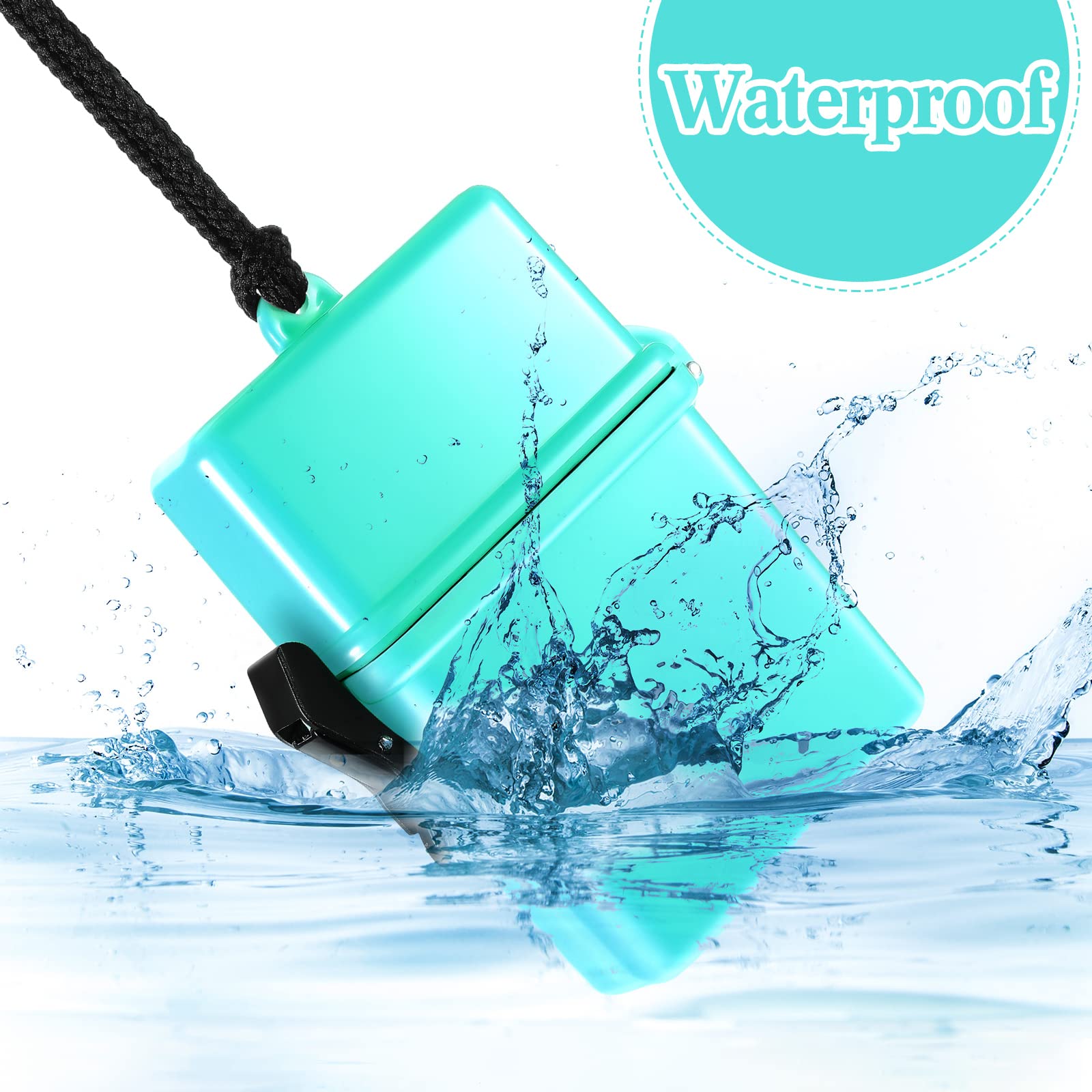 Outus 3-Pack Waterproof ID Card Holder with Floating Sports Case, Hanging Ring & Rope - Black, Purple, Lake Blue (4.72 x 2.95 x 1.57 Inch) - Perfect for Swimming, Beach, Gym & Outdoor Activities