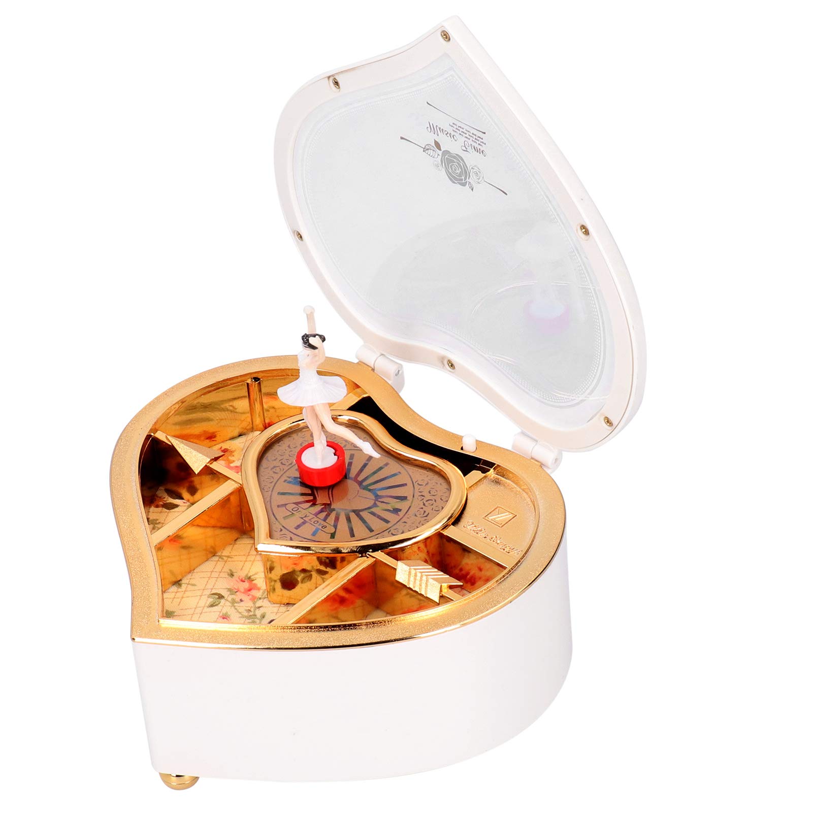 FIYO Heart Shaped Music Box with Ballet Dancer - Rotating Jewelry Box with Dance Music, Perfect Gift for Girls, Home Decor & Collectible (Medium Size) - Ideal for Birthdays, Anniversaries, Valentine's Day & Nursery Decor