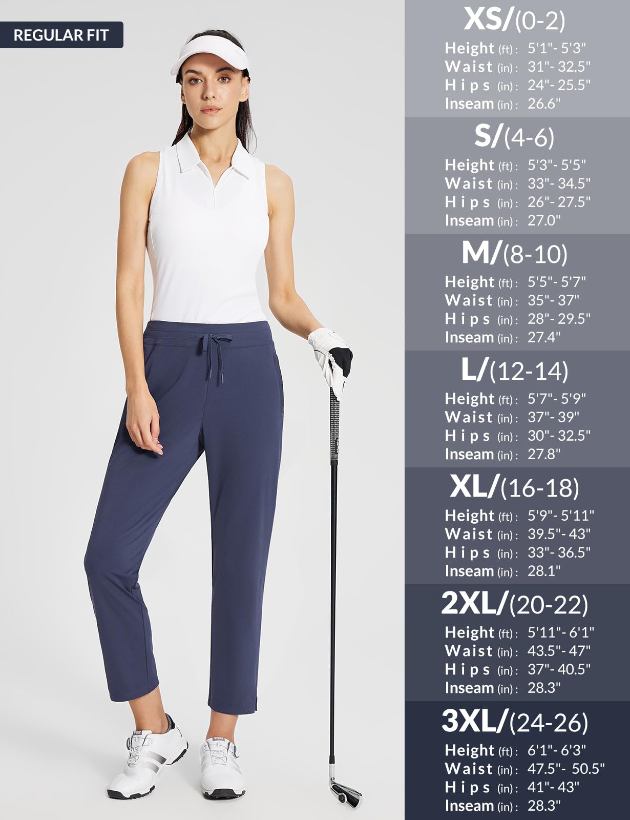 Baleaf Women's High Waisted Stretch Golf Pants with Pockets - Petite Workout Sweatpants for Travel, Athletic & Casual Wear - Perfect for Golfing, Gym, Yoga & Everyday Comfort