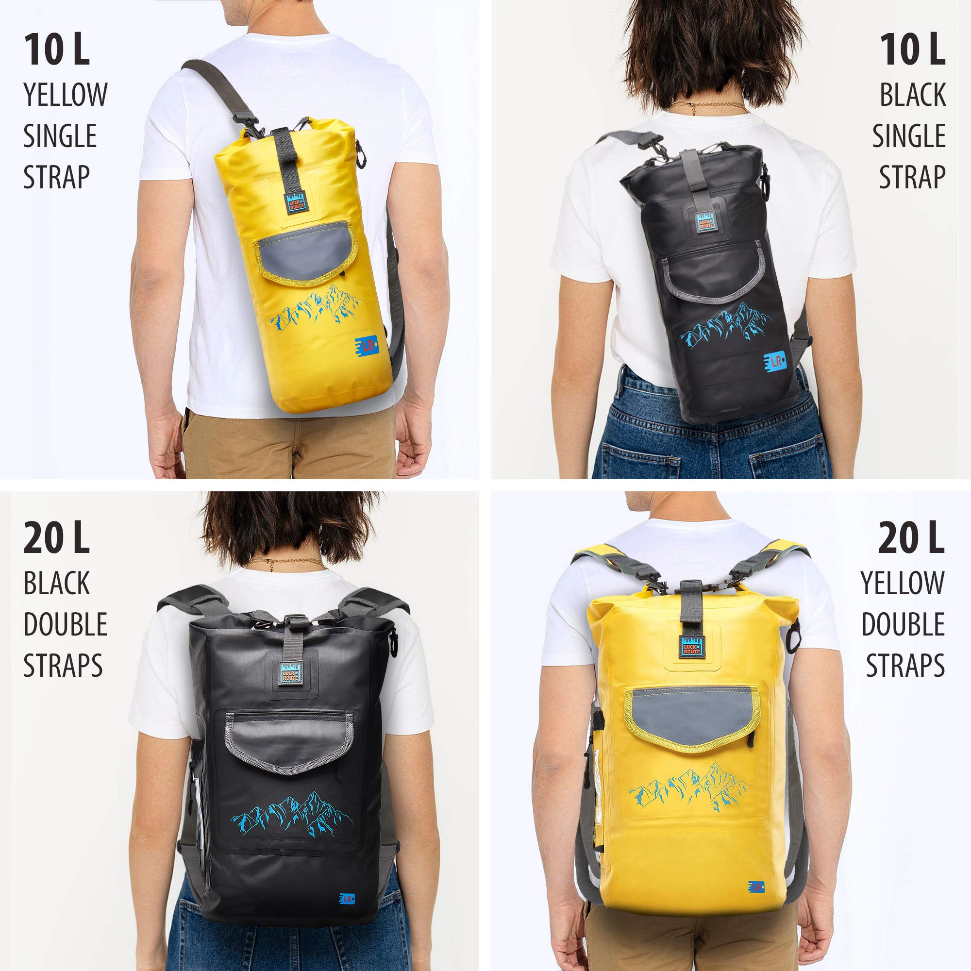 Waterproof Dry Bag 10L - Yellow Kayaking Dry Sack for Boating, Swimming & Outdoor Activities - Floating Waterproof Backpack for Camping, Hiking & Water Sports