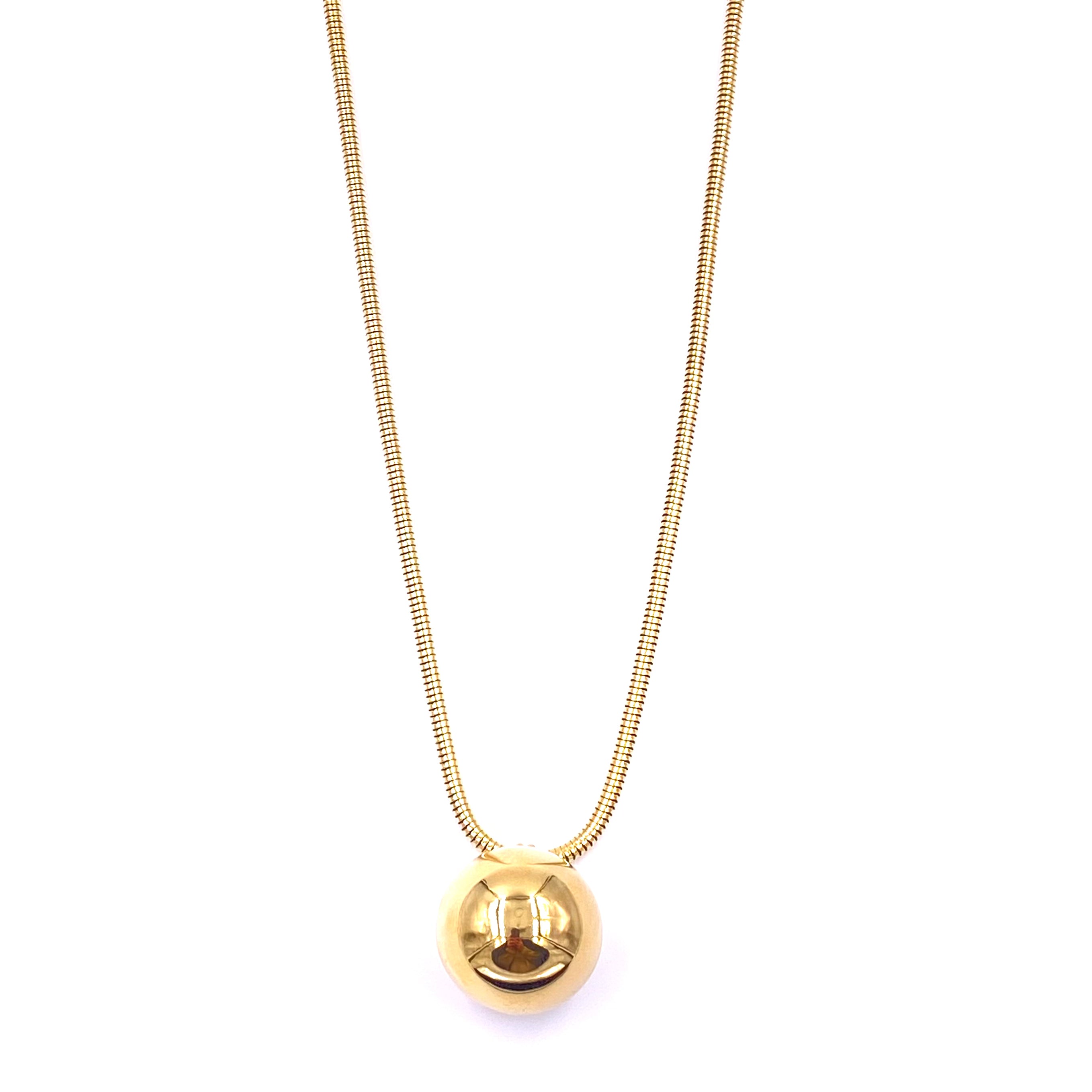 Ashley Gold Stainless Steel Large Ball Pendant Necklace for Women - Elegant Fashion Jewelry Gift for Birthday, Anniversary & Special Occasions