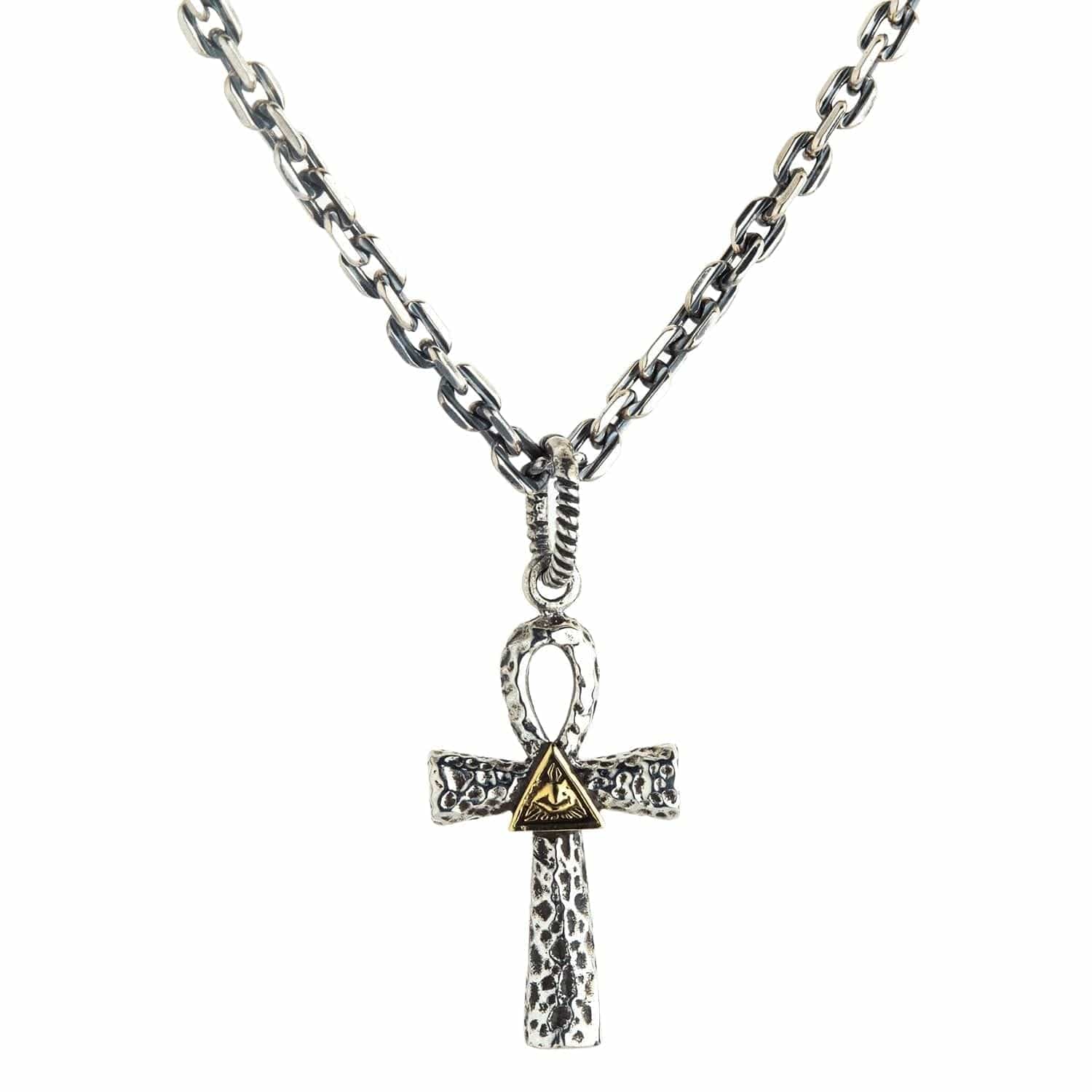 All-Seeing Eye of God Ankh Sterling Silver Pendant Necklace - Spiritual Protection Jewelry for Meditation, Yoga & Sacred Rituals