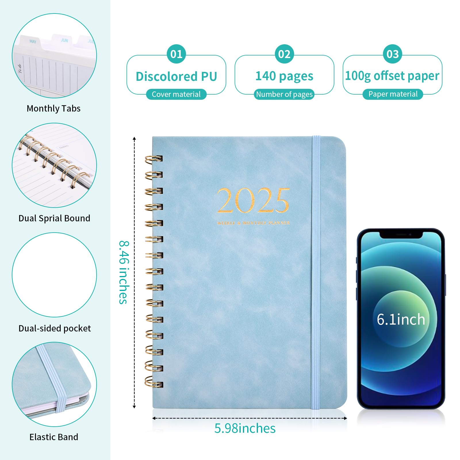 2025 Planner - Weekly & Monthly Calendar Organizer (January-December) | A5 Size 6
