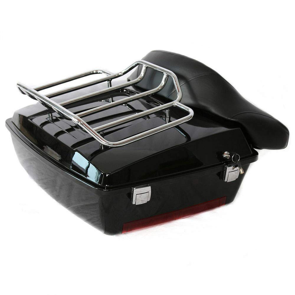 ECOTRIC Chopped Tour Pack Trunk for 1997-2008 Harley Davidson Touring Electra Glide & Road King - Compatible with Backrest & Top Rack | Perfect for Long-Distance Motorcycle Trips & Storage