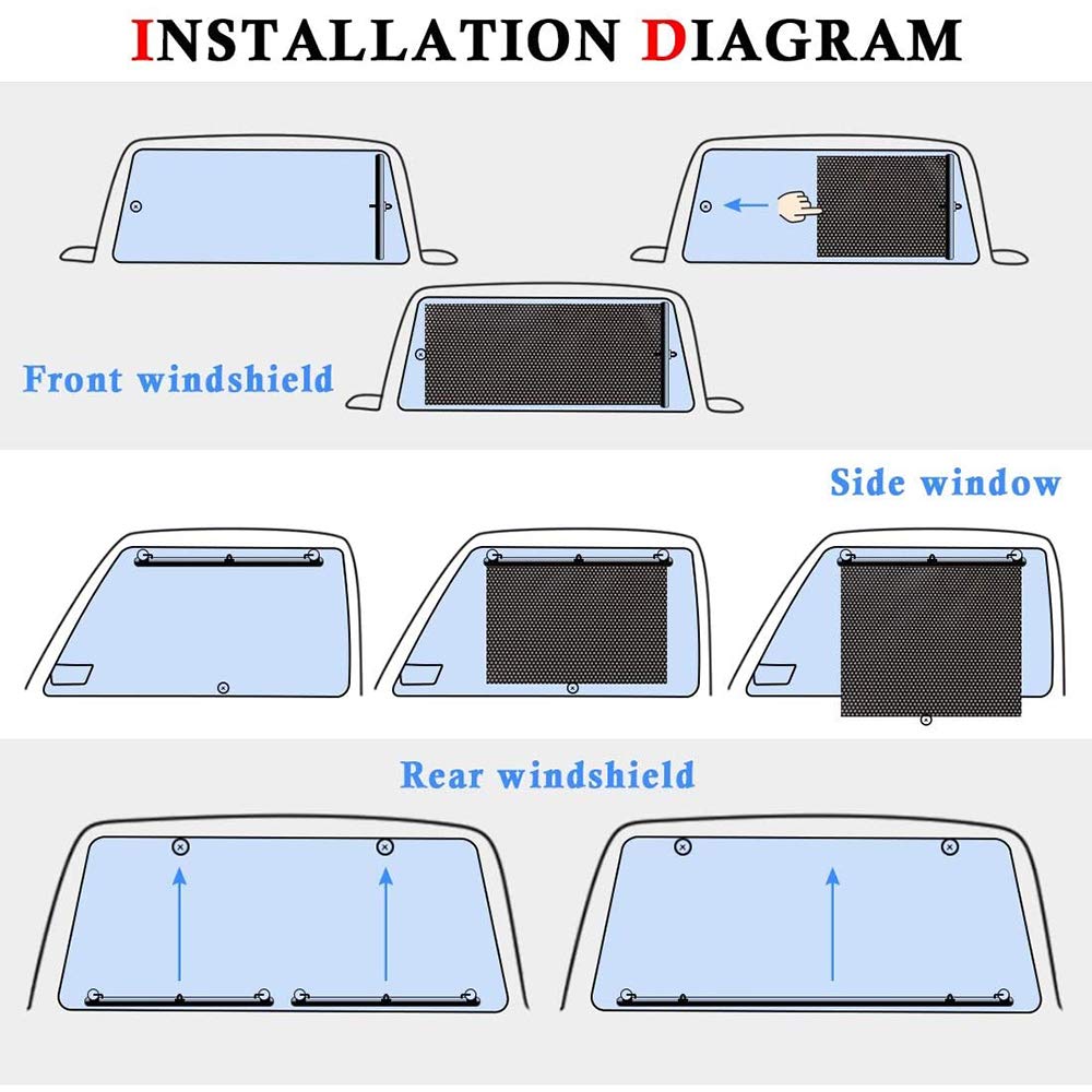 Universal Retractable Car Window Sunshade Roller - Blocks UV Rays & Heat for Side Windows - Fits Most Cars, Trucks, SUVs, Vans & RVs (2 Pack) - Perfect for Road Trips, Parking & Baby Protection