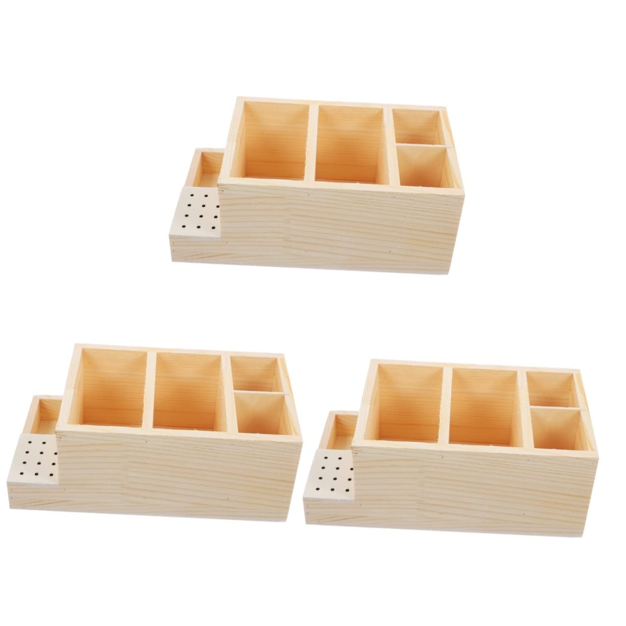 Minkissy 3-Piece Wooden Desktop Storage Box for Grinding Heads & Dust Brushes - Perfect for Workshop, Crafting, and Jewelry Making Organization