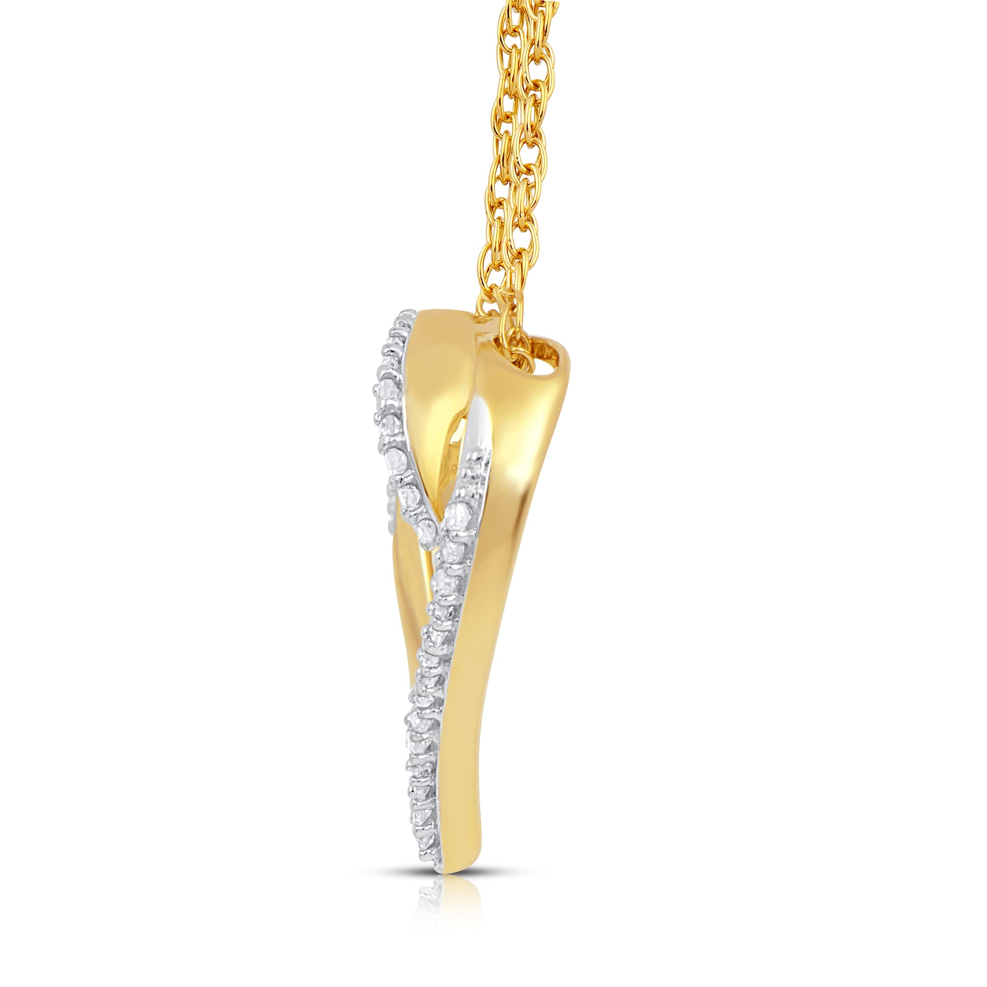 10K Yellow Gold Heart Pendant Necklace for Women - 1/10 CTTW Natural Diamond Jewelry with 18