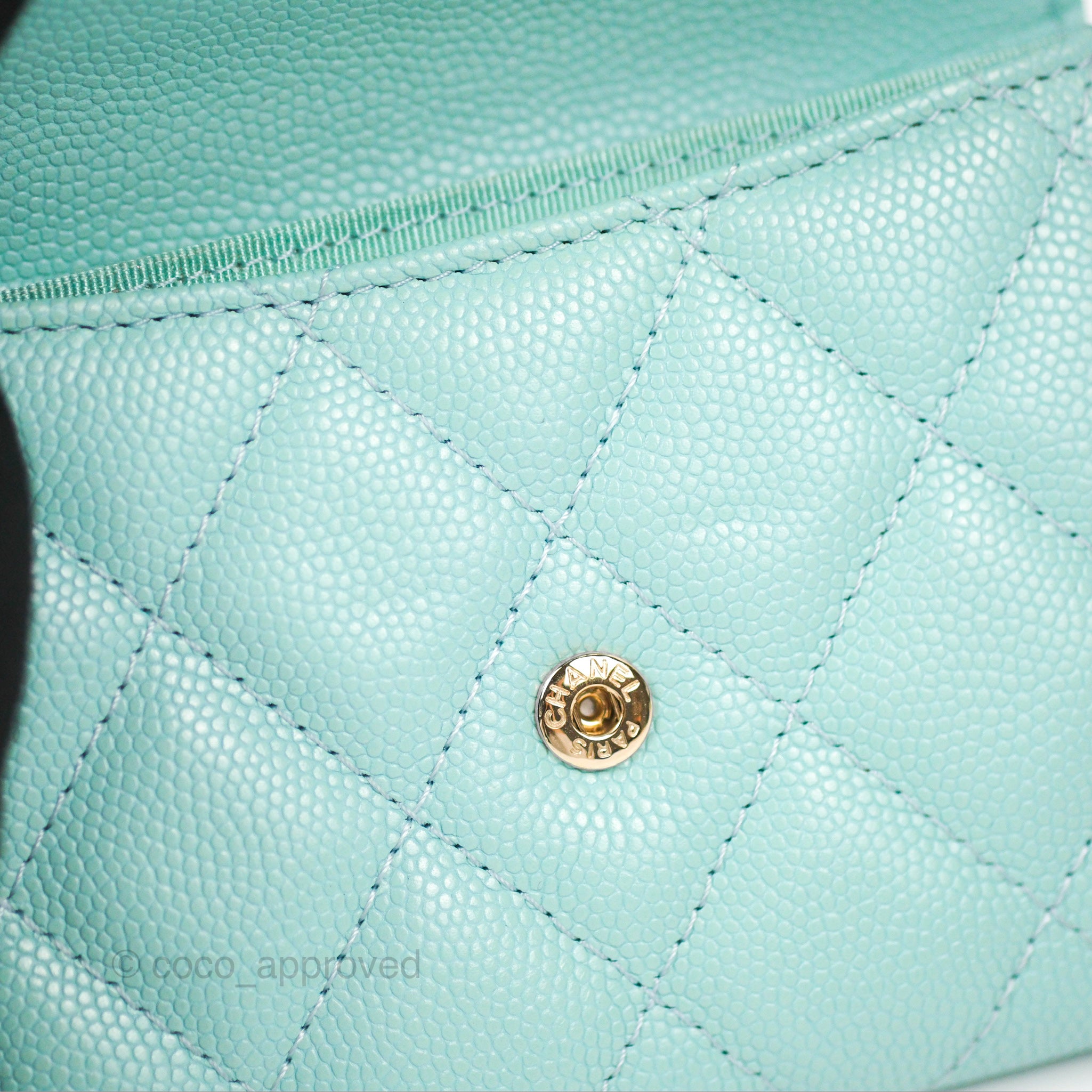 Chanel Classic Flap Coin Purse in Tiffany Blue Caviar Leather with Silver Hardware - Perfect for Everyday Use & Luxury Gift Giving