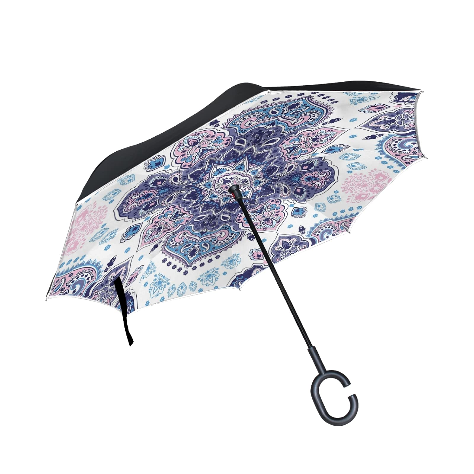Large Reverse Inverted Umbrella - Double Layer UV Protection Rain & Sun Parasol with C-Shaped Handle for Car, Walking & Outdoor Activities