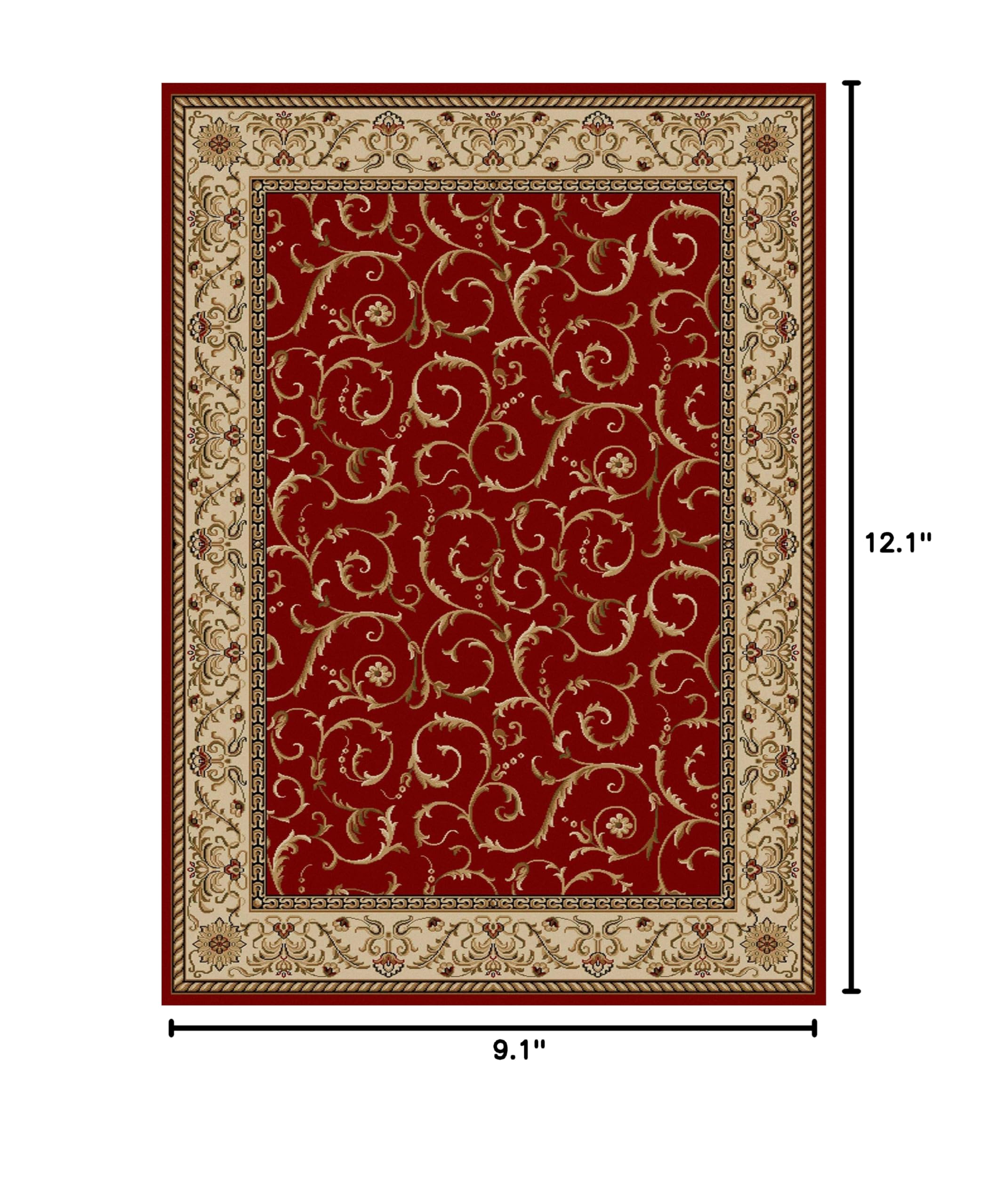 Radici 1599 Red Area Rug 9'10 x 12'10 - Soft Living Room Carpet for Home Decor, Bedroom, Dining Area | Durable & Stylish Floor Covering