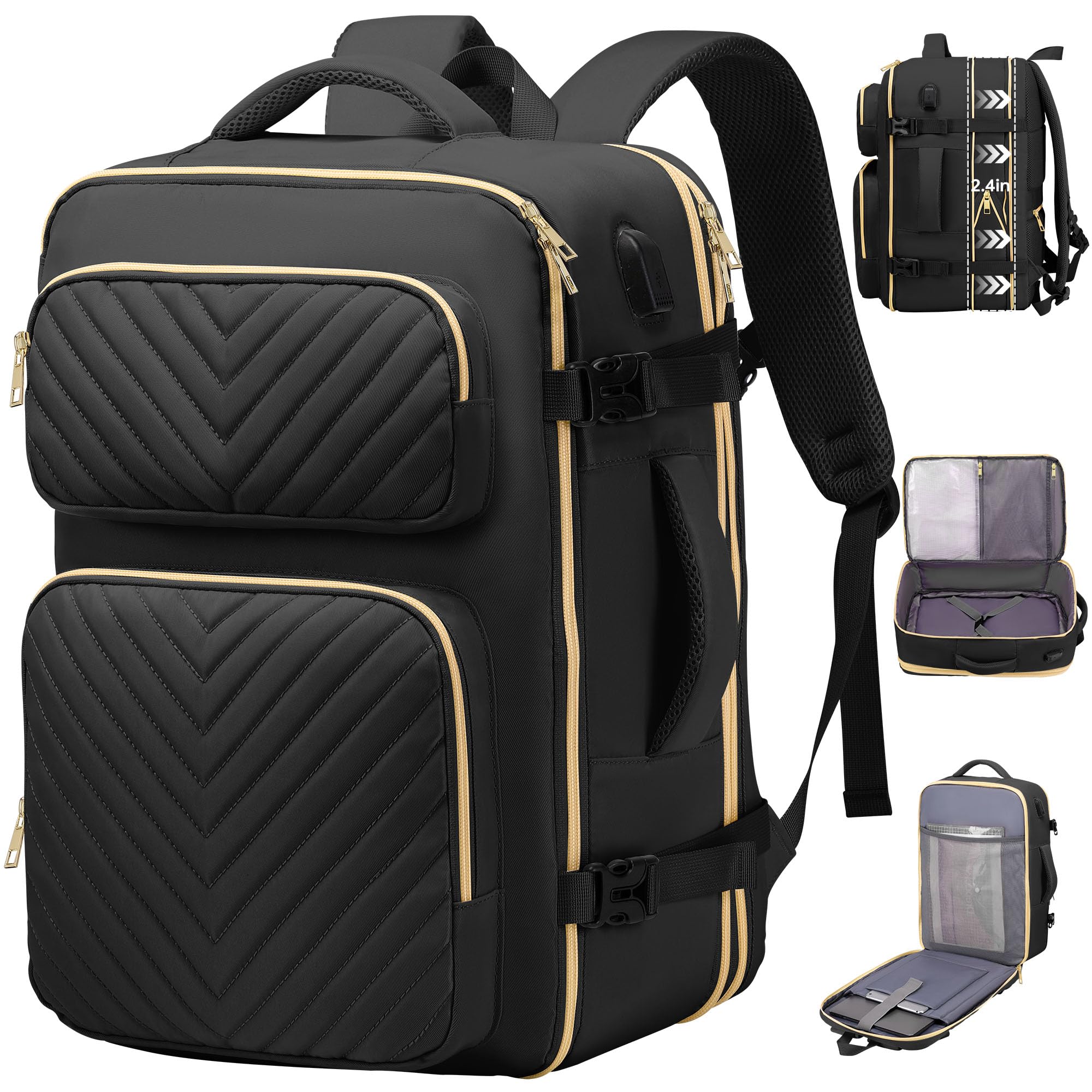 Expandable 17.3 Inch Travel Backpack for Women & Men - TSA Approved Carry On Backpack, Large Weekender Bag with Laptop Compartment - Perfect for Business Travel, Camping, Hiking & Airplane Use