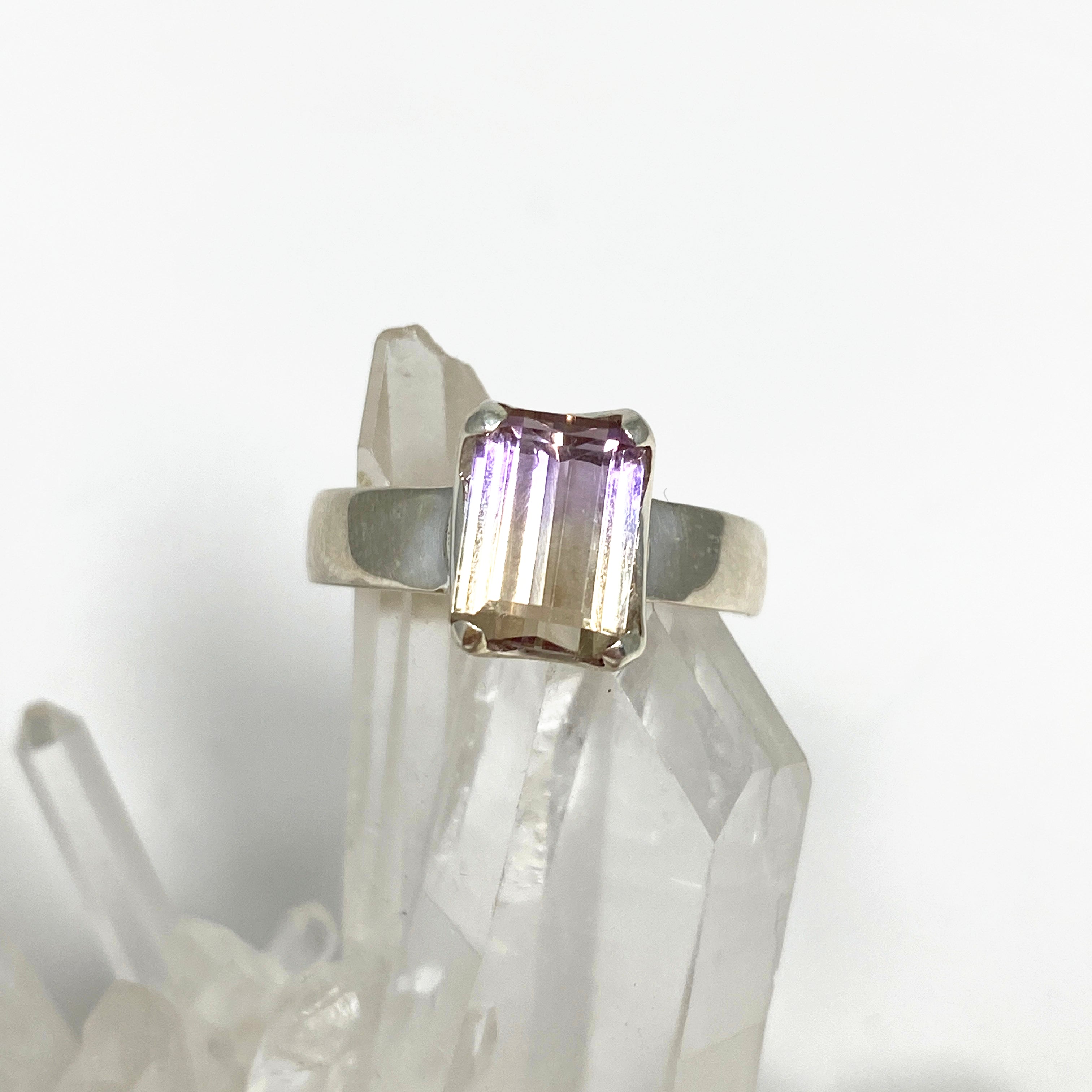 Stunning Ametrine Emerald Cut Faceted Ring PRGJ489 - Elegant Jewelry for Weddings, Anniversaries & Special Occasions
