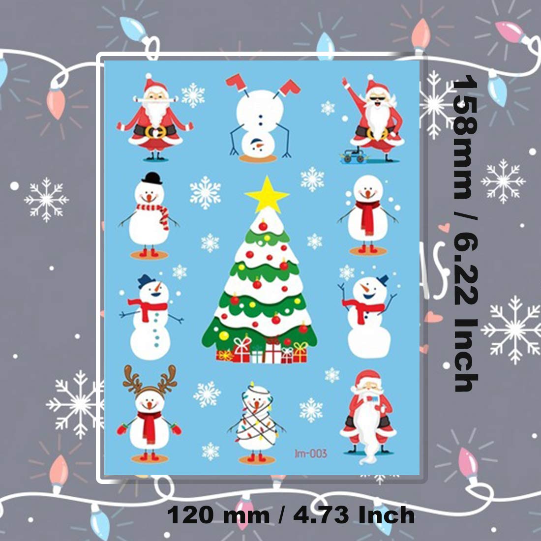 Ooopsiun Christmas Temporary Tattoos for Kids - 80 Pcs Santa, Snowman & Reindeer Holiday Tattoos | Fun Christmas Party Favors, Stocking Stuffers & Holiday Decorations for Children | Perfect for Classroom Activities, Birthday Parties & Festive Celebrations