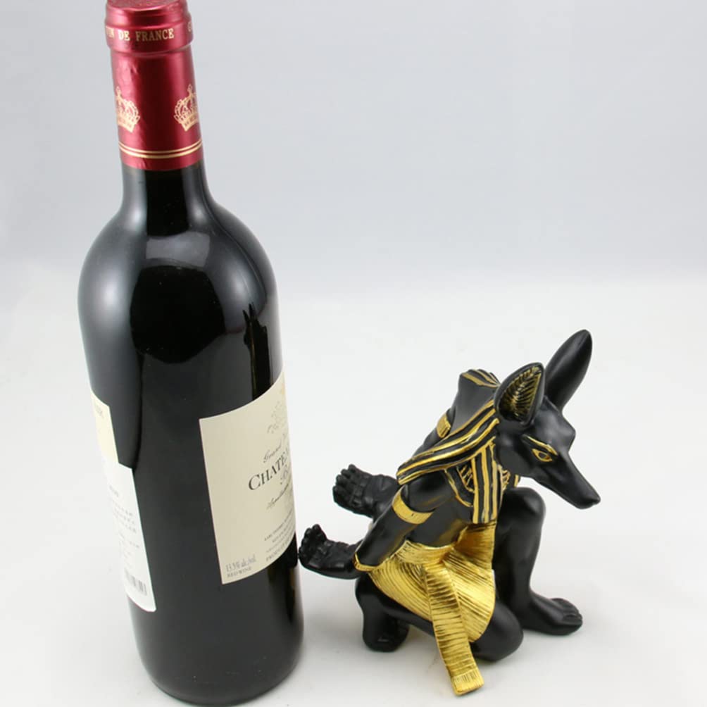 ULTNICE 2-Piece Anubis Resin Wine Rack Set - Decorative Wine Stand Holder for Kitchen, Bar & Dining Room Storage - Unique Egyptian God Wine Bottle Display for Home Decor