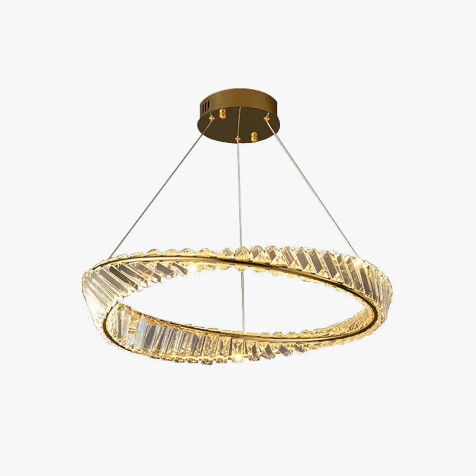 Modern Crystal Pendant Light - Wavy Round Ring Chandelier for Dining Room, Bedroom, or Living Room Ceiling Lighting Decor