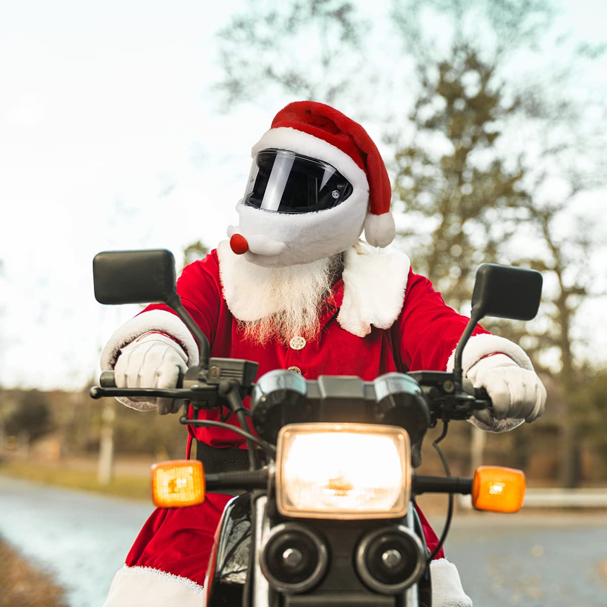 Funny Santa Motorcycle Helmet Cover - Christmas Ride Protection for Outdoor Gifts