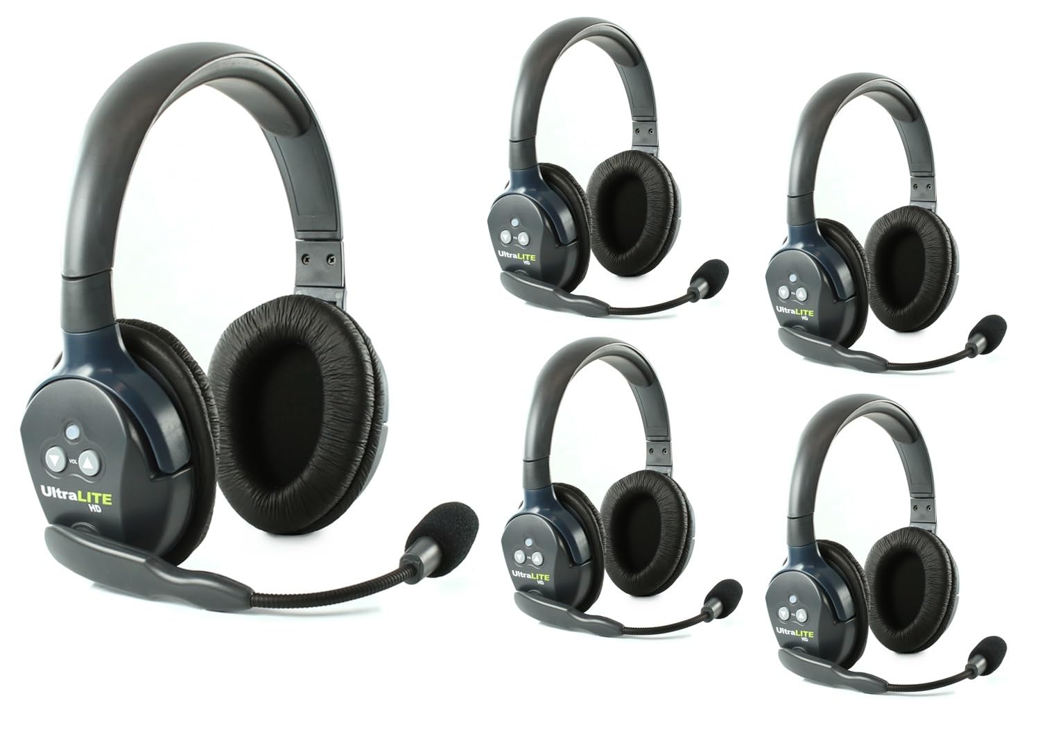 Eartec UL5D Ultralite Full Duplex Wireless Headset System - 5 User Communication Kit with Dual Ear Headsets, Extra Batteries & Cleaning Wipes | Ideal for Construction, Events & Team Coordination