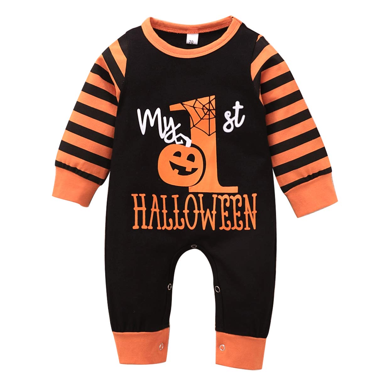 Haokaini Newborn Baby Girl Romper - Cute Pumpkin Print Halloween Jumpsuit with Stripes | Perfect 1st Halloween Outfit, Photoshoot & Autumn Festival Costume