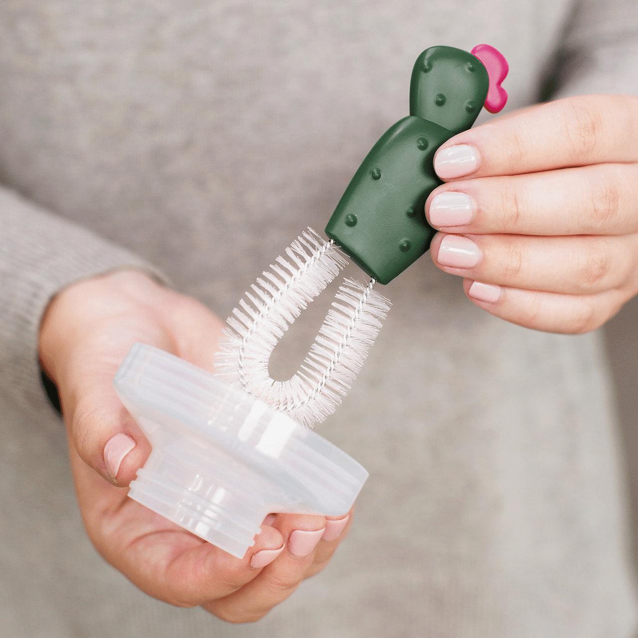 Boon Cacti Baby Bottle Cleaning Brush Set - 3-Piece Nipple & Bottle Cleaner Kit for Newborns - Safe & Durable for Breast Pump Parts, Sippy Cups, and Baby Feeding Accessories (Dishwasher Safe)