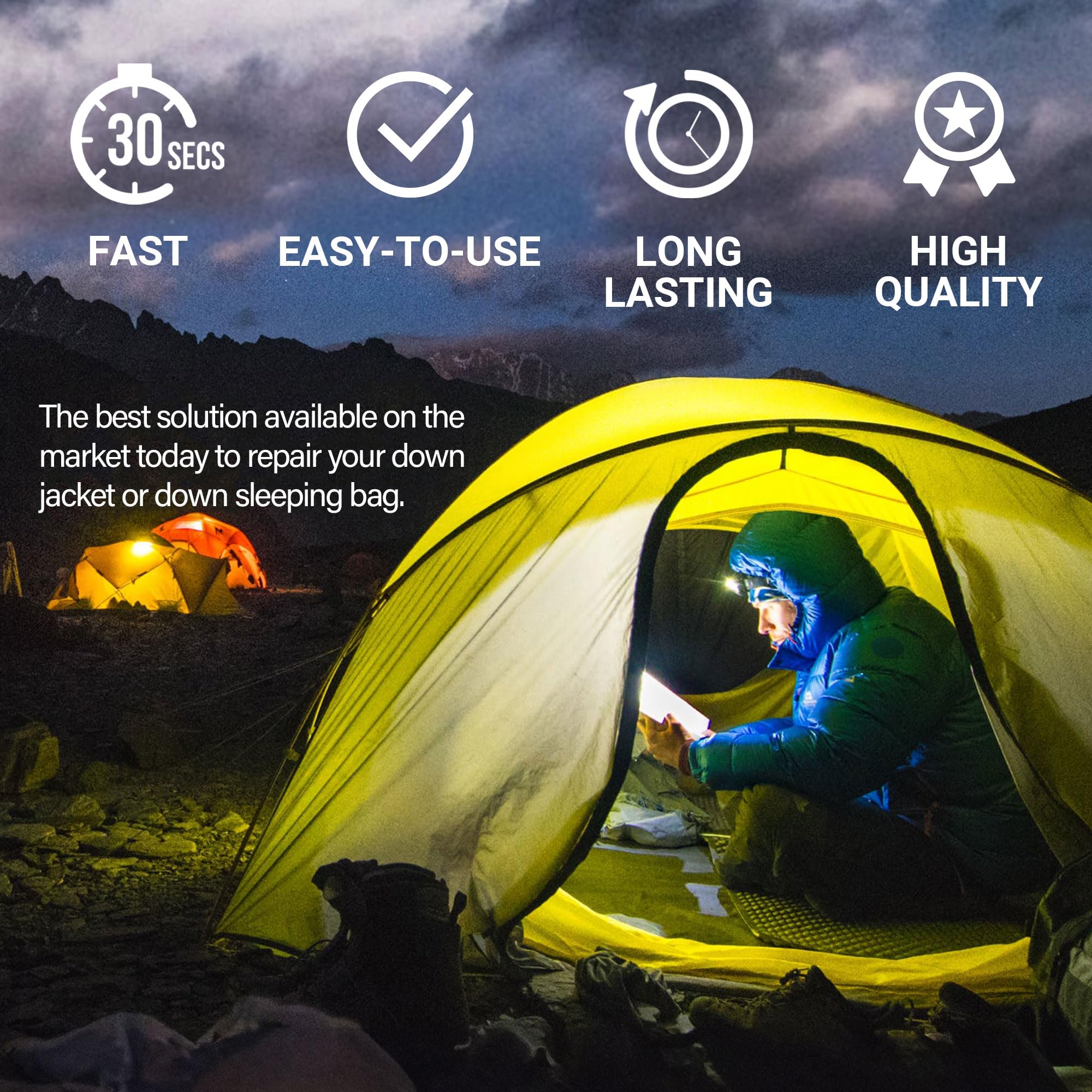 DJR Self-Adhesive Silver Down Jacket Repair Patches - Waterproof & Durable for Outdoor Gear, Winter Coats, Sleeping Bags - Perfect for Camping, Hiking & Cold Weather Activities