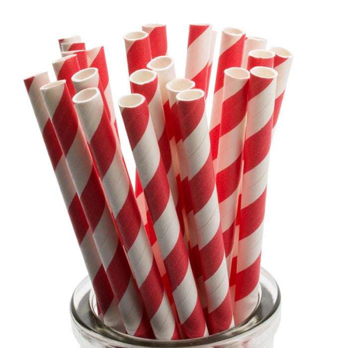 1000 Pack Biodegradable Paper Straws - Red & White Drinking Straws Bulk Wholesale for Birthday Parties, Events, Bistro, Bar, Cafe & Takeaway - Eco-Friendly Disposable Straws for Smoothies, Cocktails & Beverages