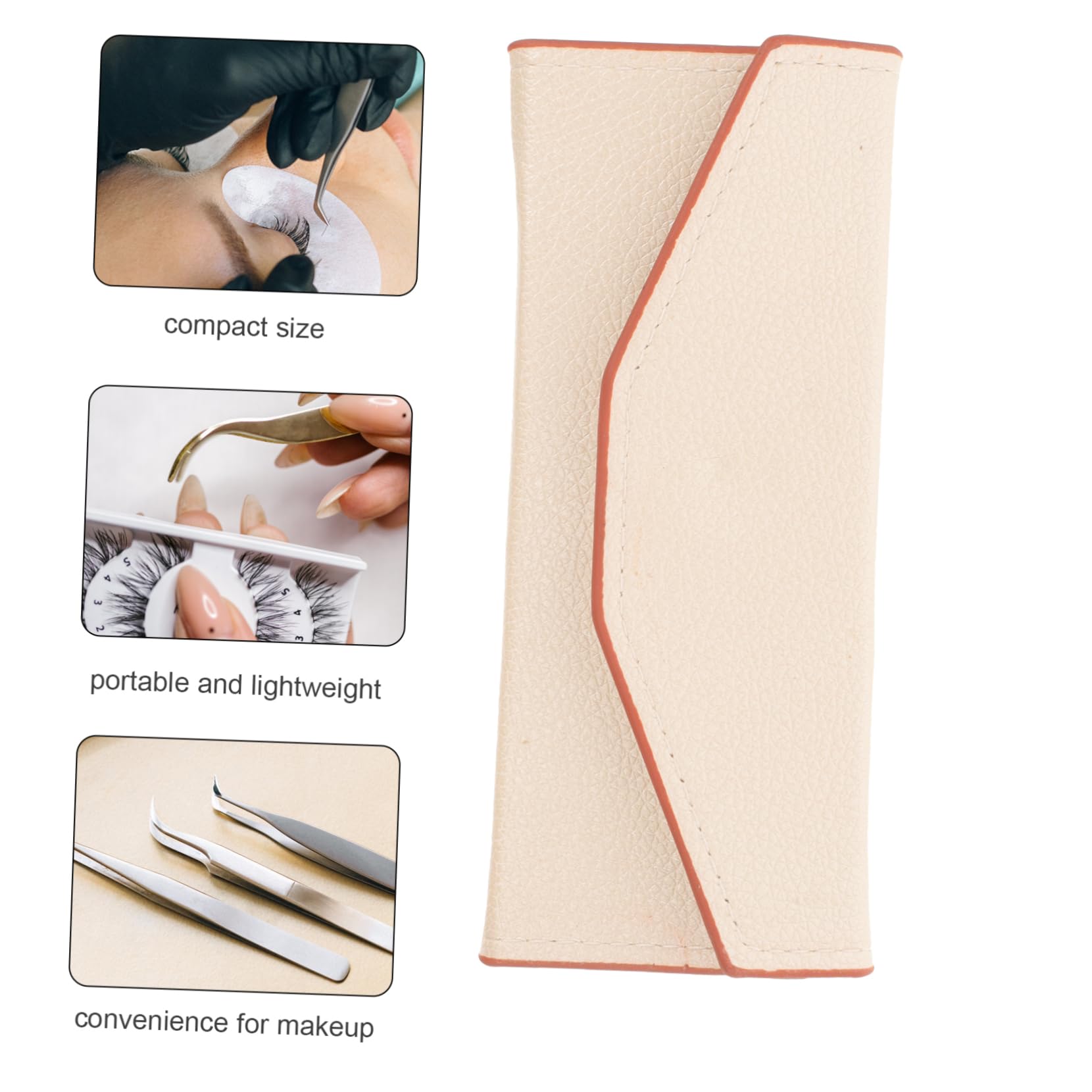 FRCOLOR Eyelash Extension Tweezer Storage Case - Fashionable Lash Tweezer Holder Bag (15x6.5cm, White) - Perfect for Salon Professionals & DIY Lash Artists
