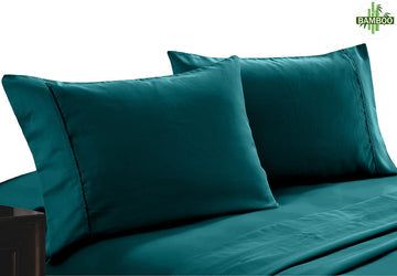 Premium 400 Thread Count Bamboo Cotton Twin Pack Pillowcases - Soft & Breathable, Teal - Perfect for Bedroom, Guest Room, and Hotel Use
