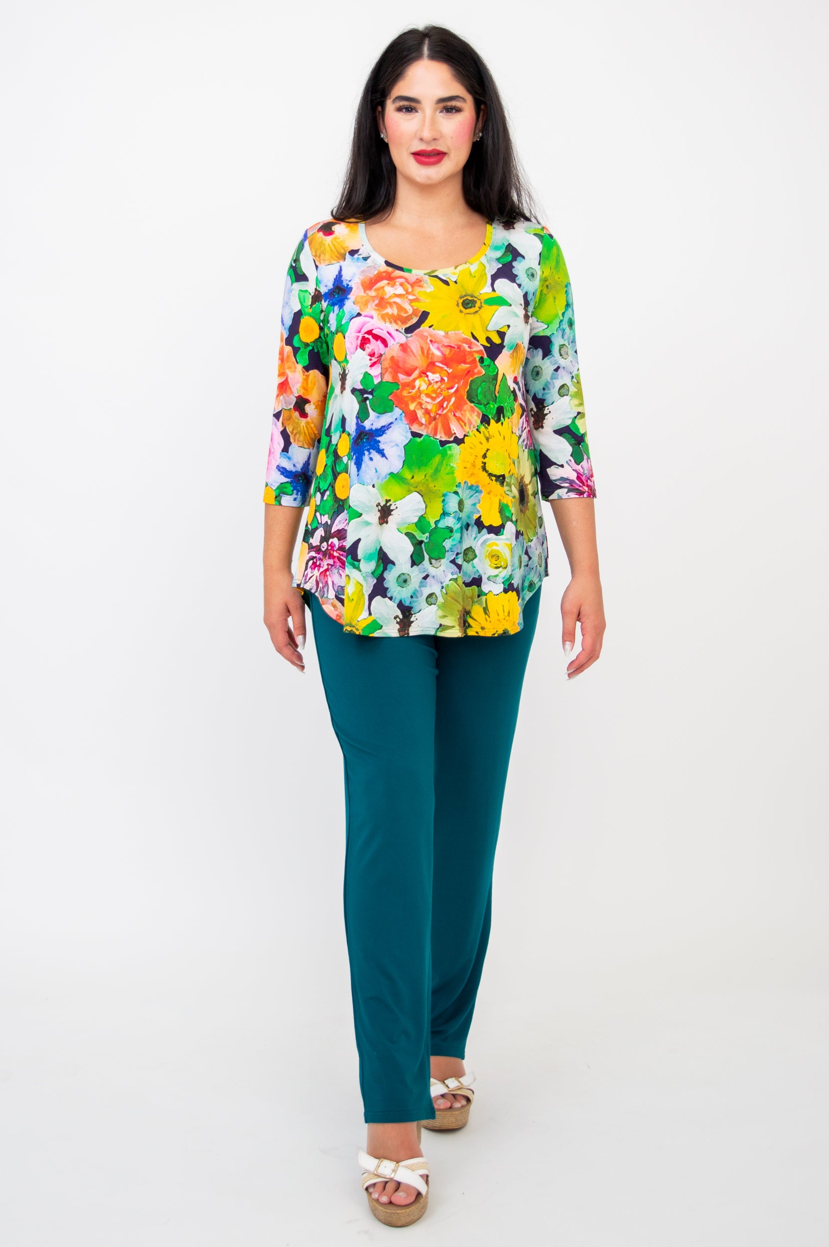 Jazz 3/4 Sleeve Top - Disco Style Bamboo Blouse for Women | Perfect for Dance Performances & Retro Parties
