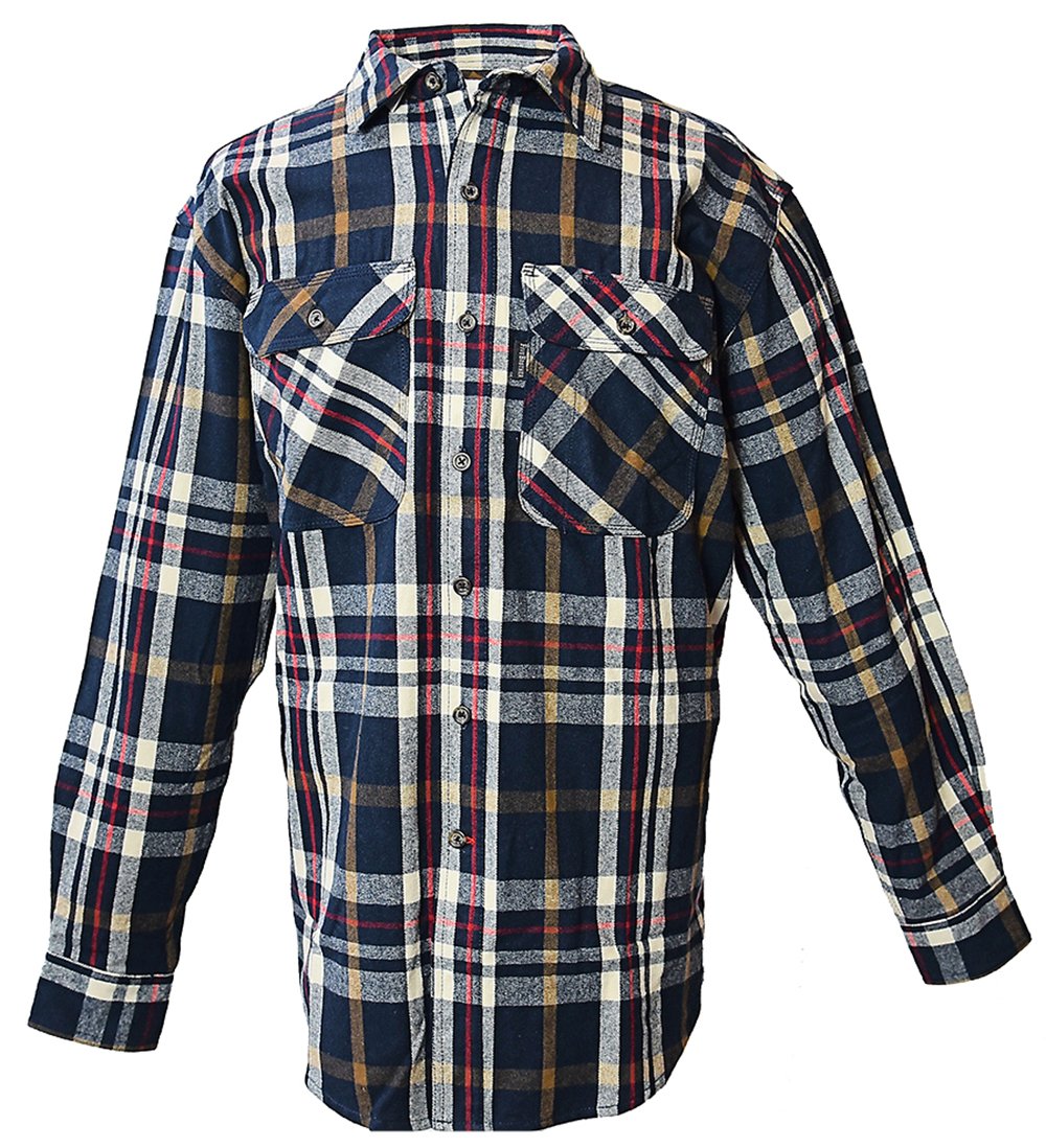 Five Brother Men's Heavyweight Flannel Shirt for Big and Tall - Warm Winter Plaid Shirt for Outdoor Work, Camping & Casual Wear