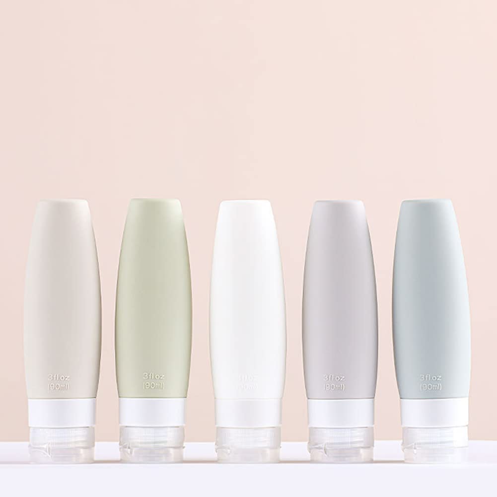 30ml Silicone Travel Bottles Set - 5 Piece Leak-Proof Refillable Toiletry Containers for Shampoo, Conditioner & Body Care | TSA Approved Cosmetic Travel Kit for Airplane, Gym & Vacation Essentials